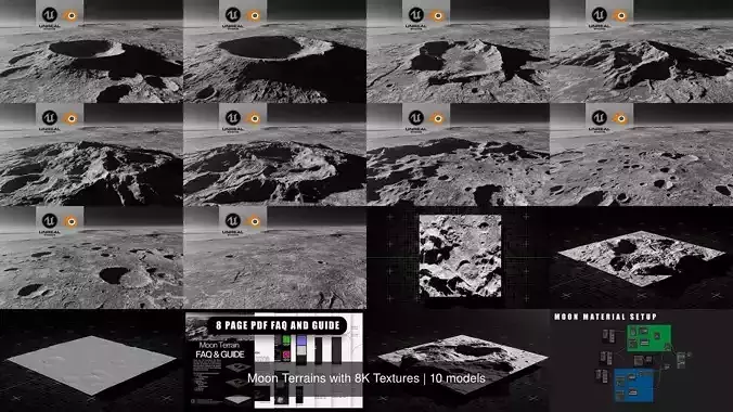 Moon Terrains with 8K Textures