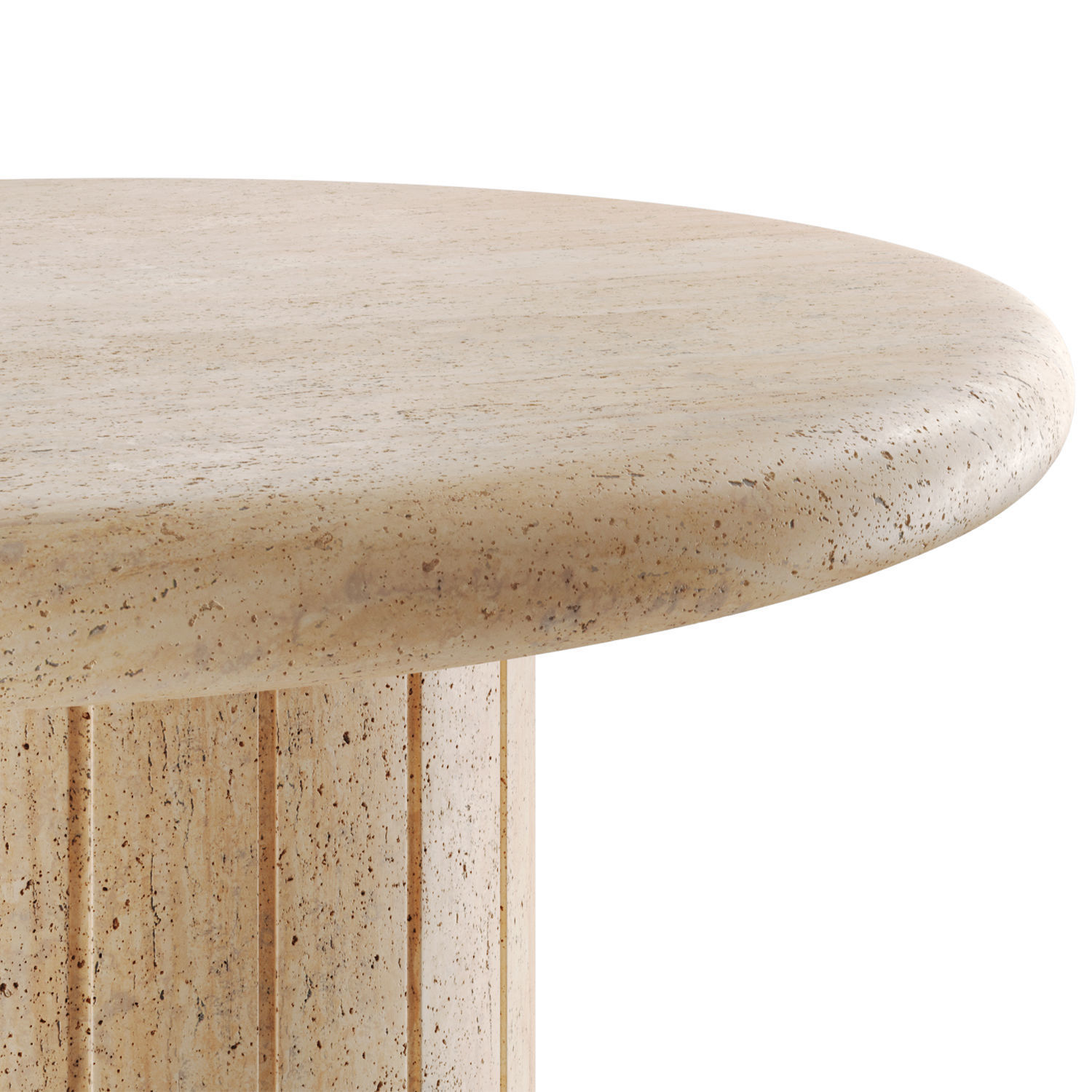 Fuoli round traverine side table 3D model_2