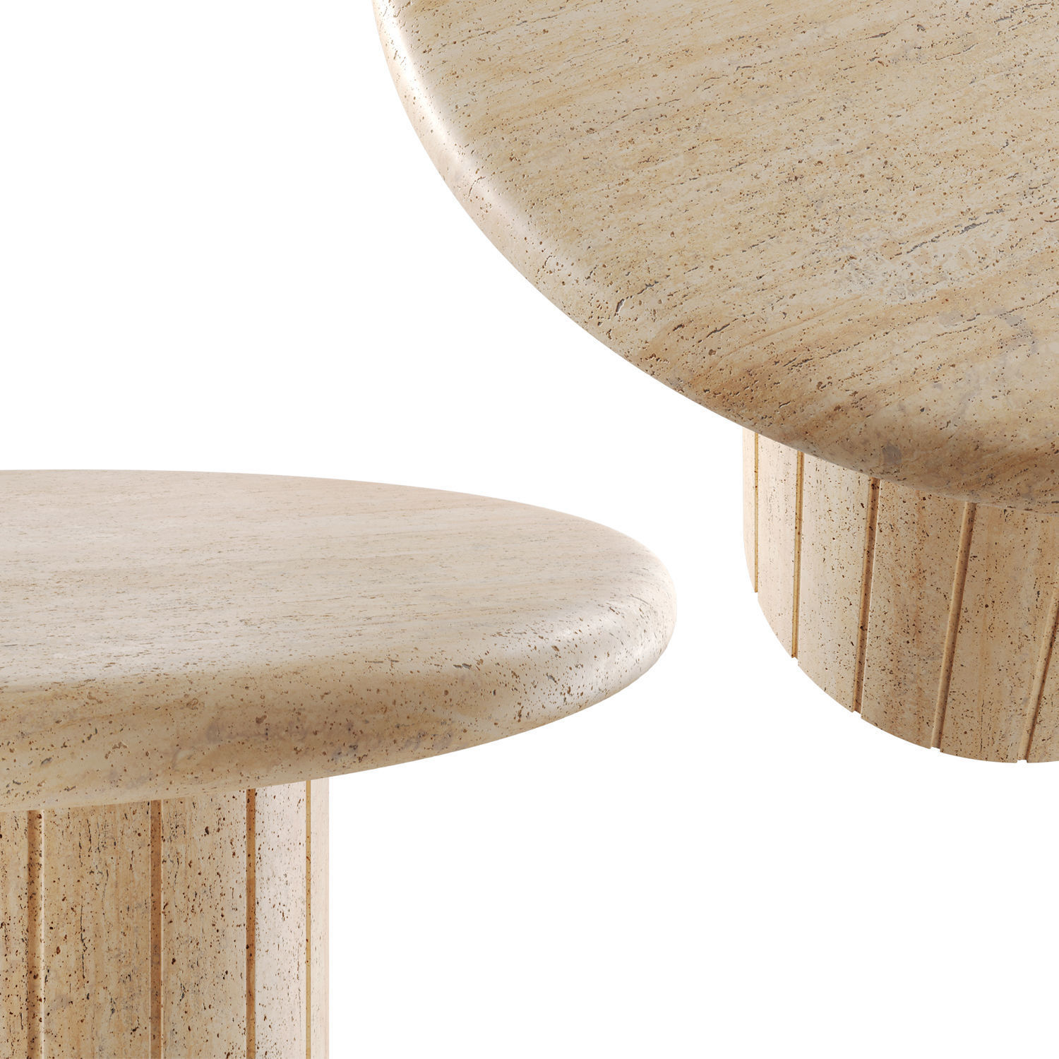 Fuoli round traverine side table 3D model_1