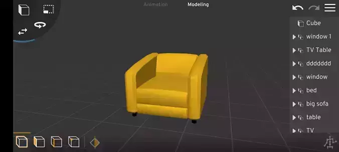 Sofa chair Low-poly 3D model
