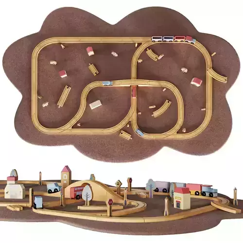 Wooden road railway toys set