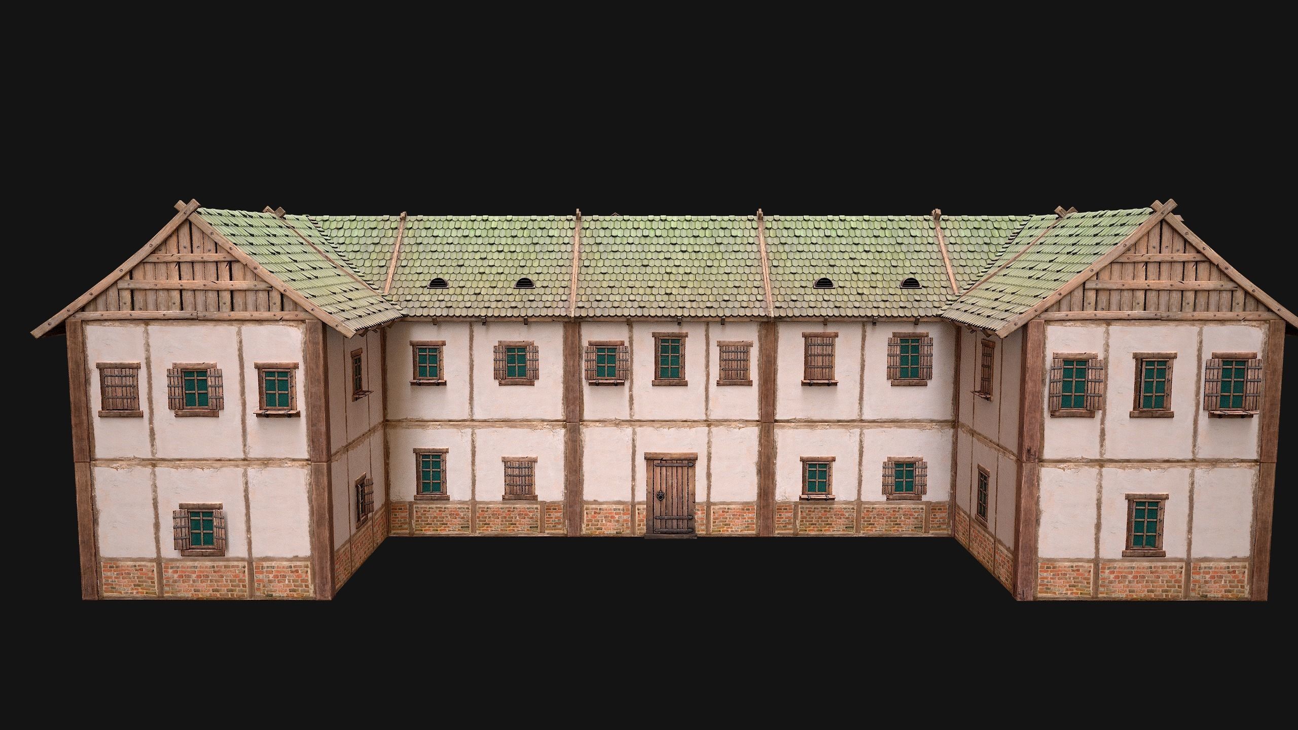 Medieval House Residence 2 Storey Low-poly 3D model_10