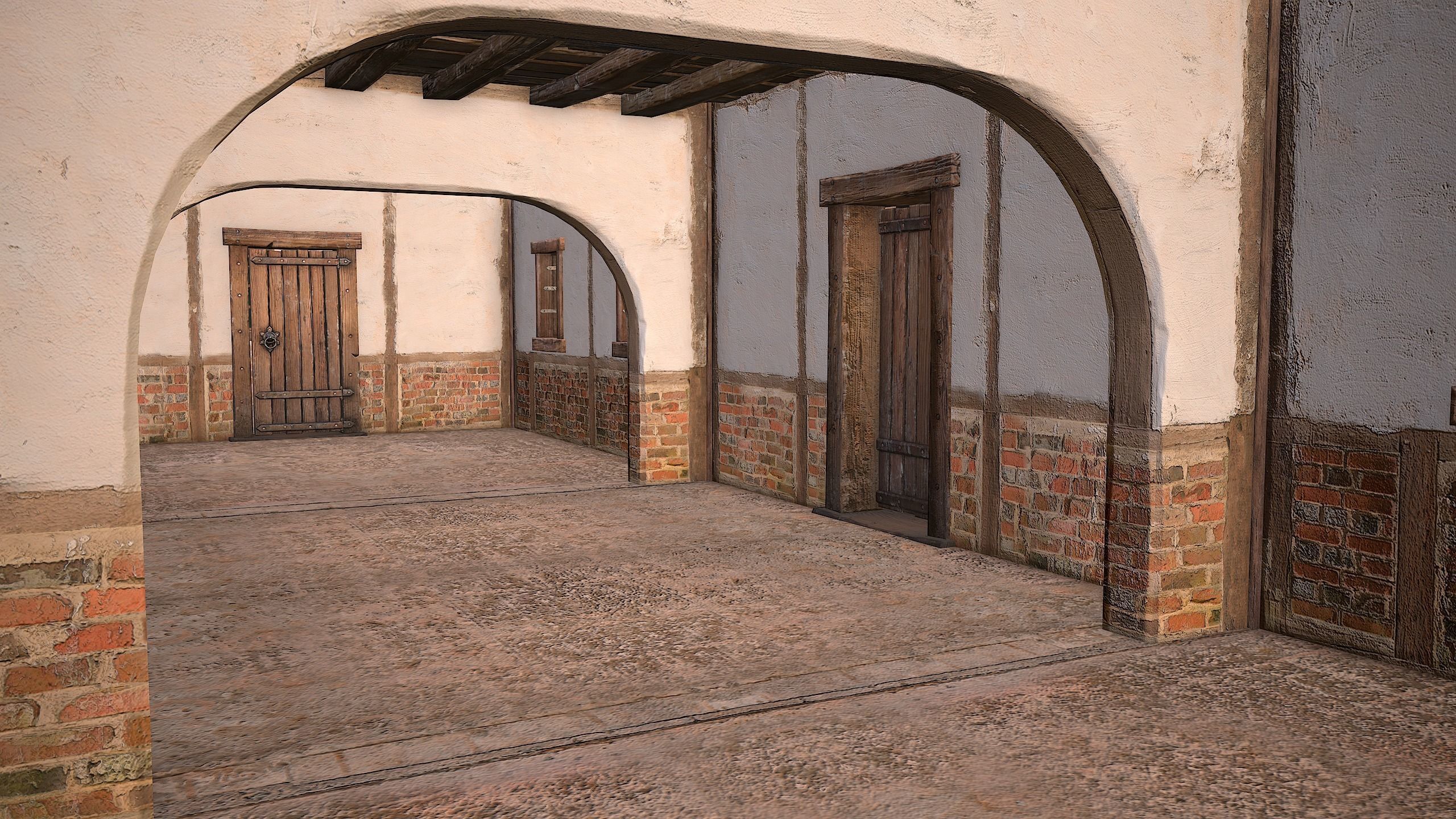 Medieval House Residence 2 Storey Low-poly 3D model_24