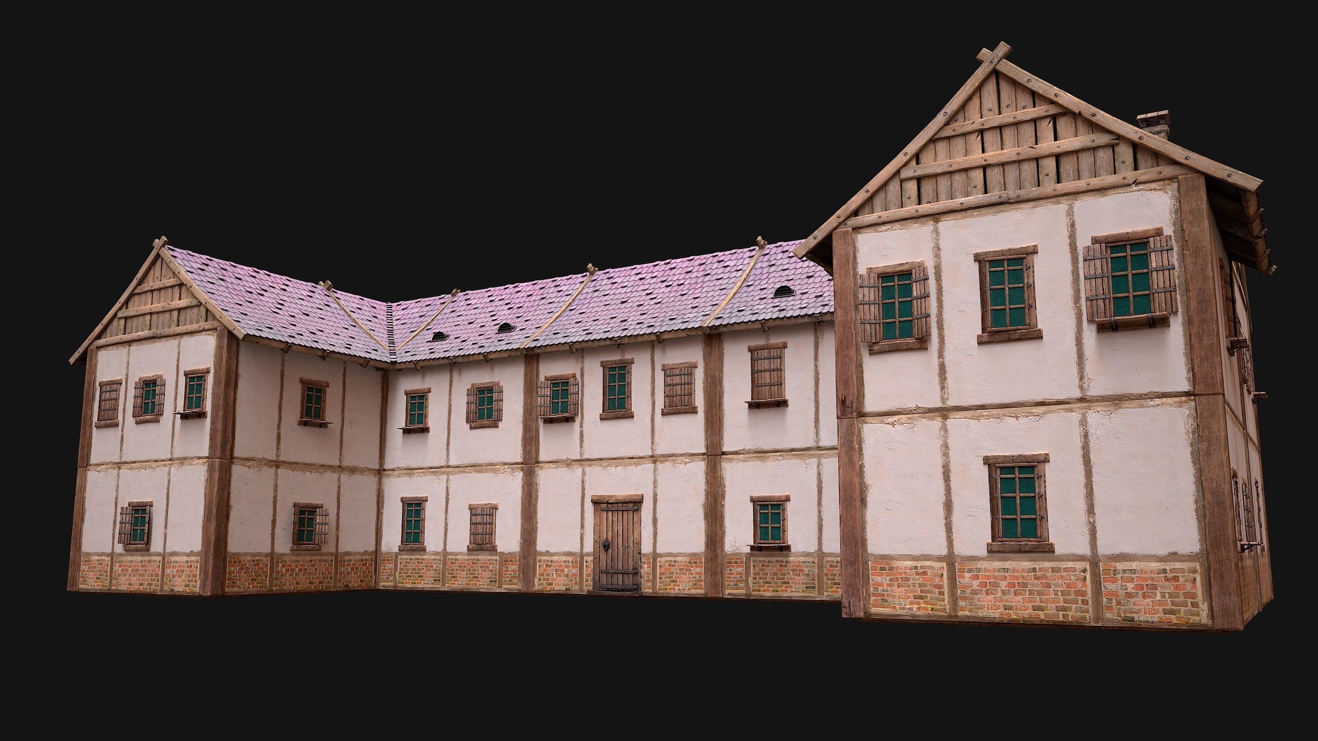 Medieval House Residence 2 Storey Low-poly 3D model_13