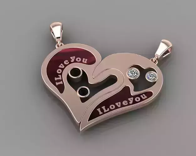 half heart pendant p0034