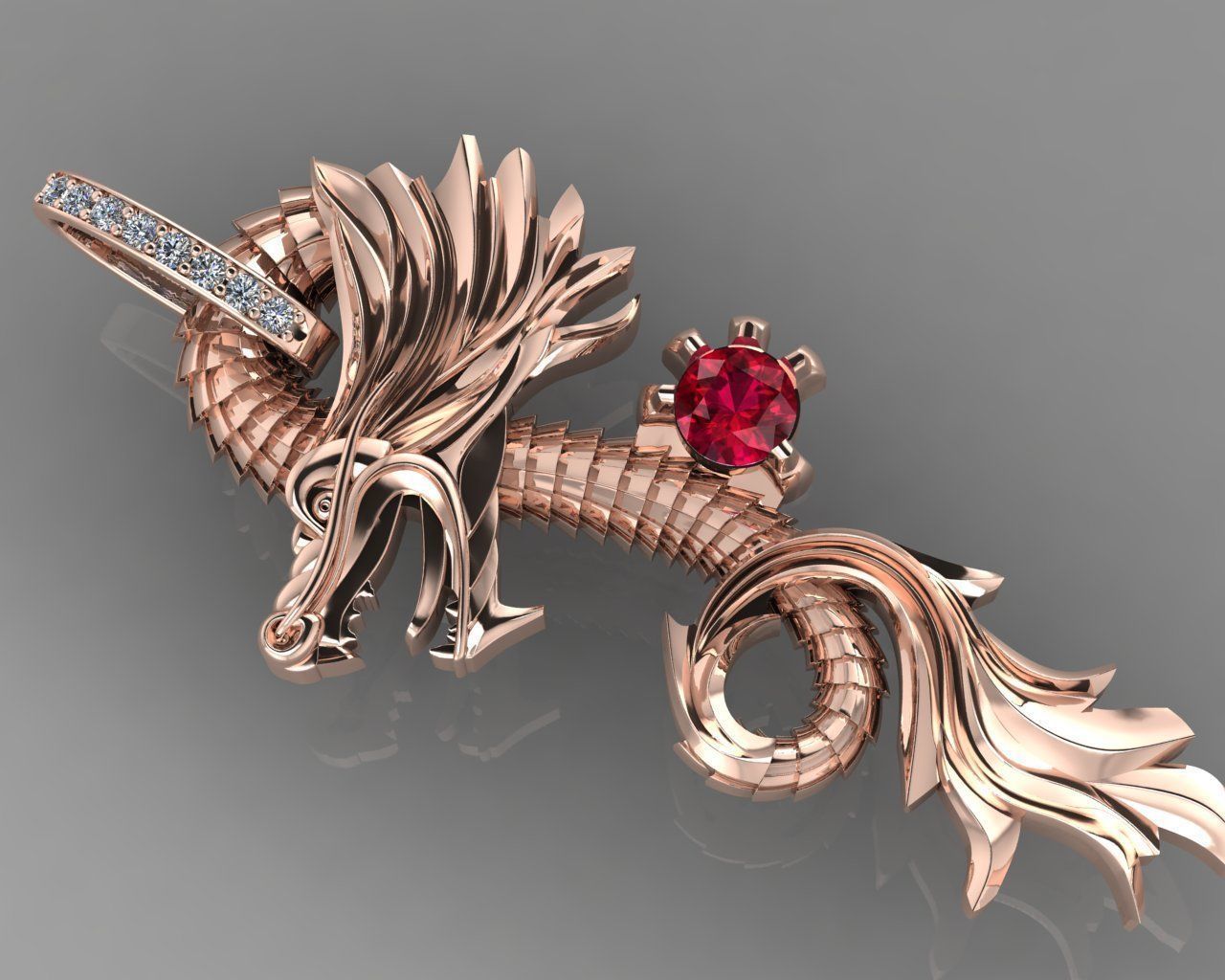  dragon pendant p0036 3D print model_3