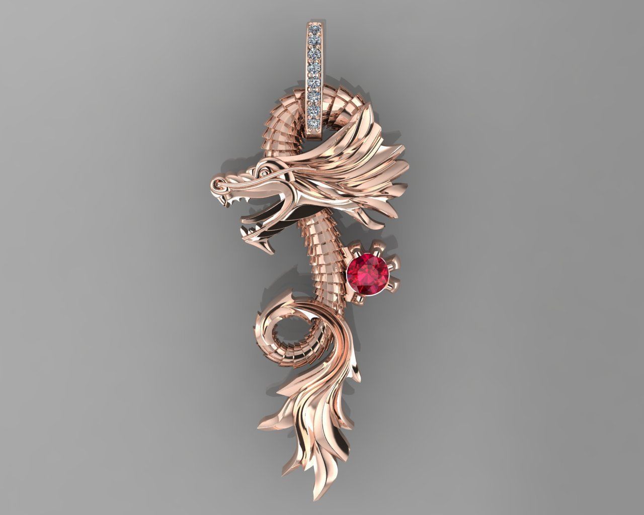  dragon pendant p0036 3D print model_2