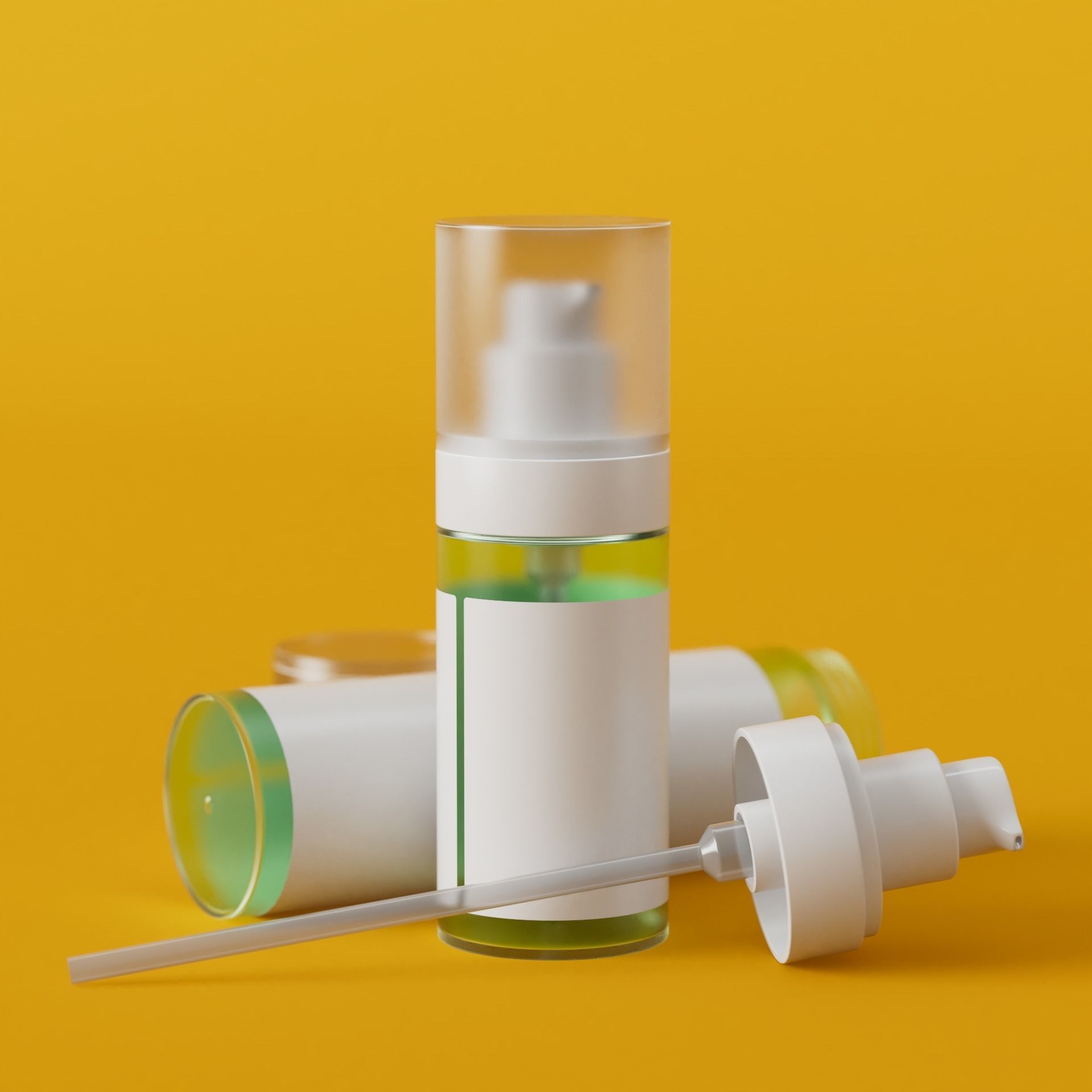 Plastic cosmetic bottle with dispenser 50 and 100 ml 3D model_1