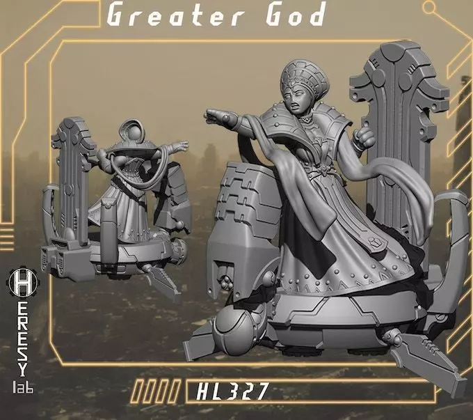 HL327 - Greater God Ethereal Queen on Throne - Supported and Uns 3D print model