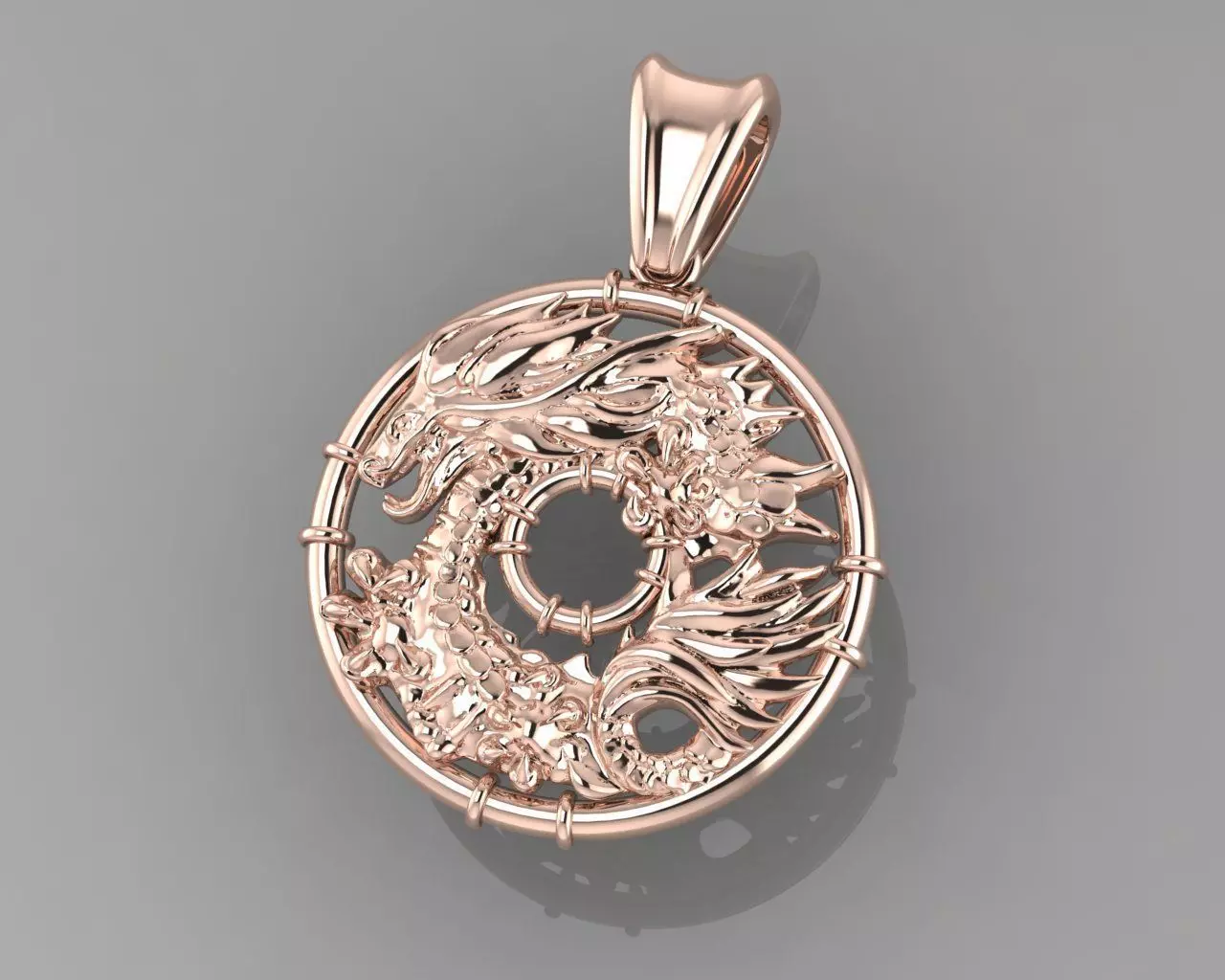 round dragon pendant p0037 3D print model