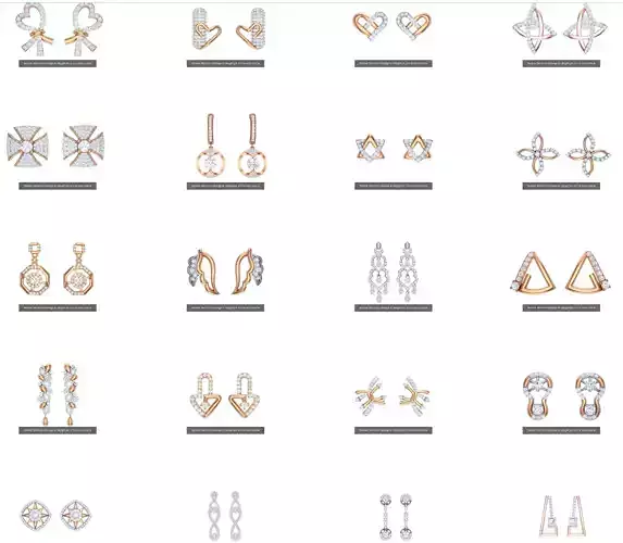29 Women Diamond Earrings stl obj gltf glb 3mf renders details 