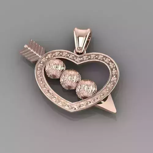  heart pendant with arrow p0040