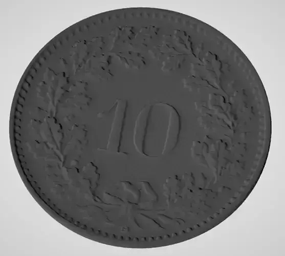 Swiss 10 Cent Reverse Side Surface 3D Model 3D model