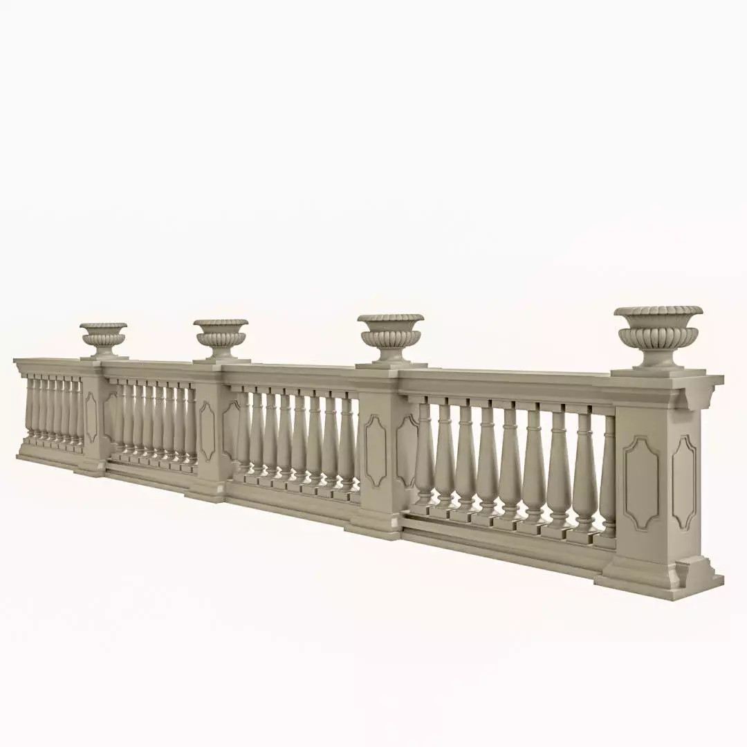 Baroque stone fence 3D model
