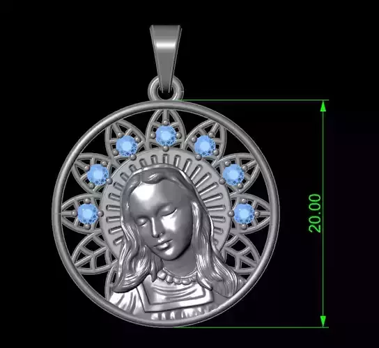 virgin mary pendent 3D print model