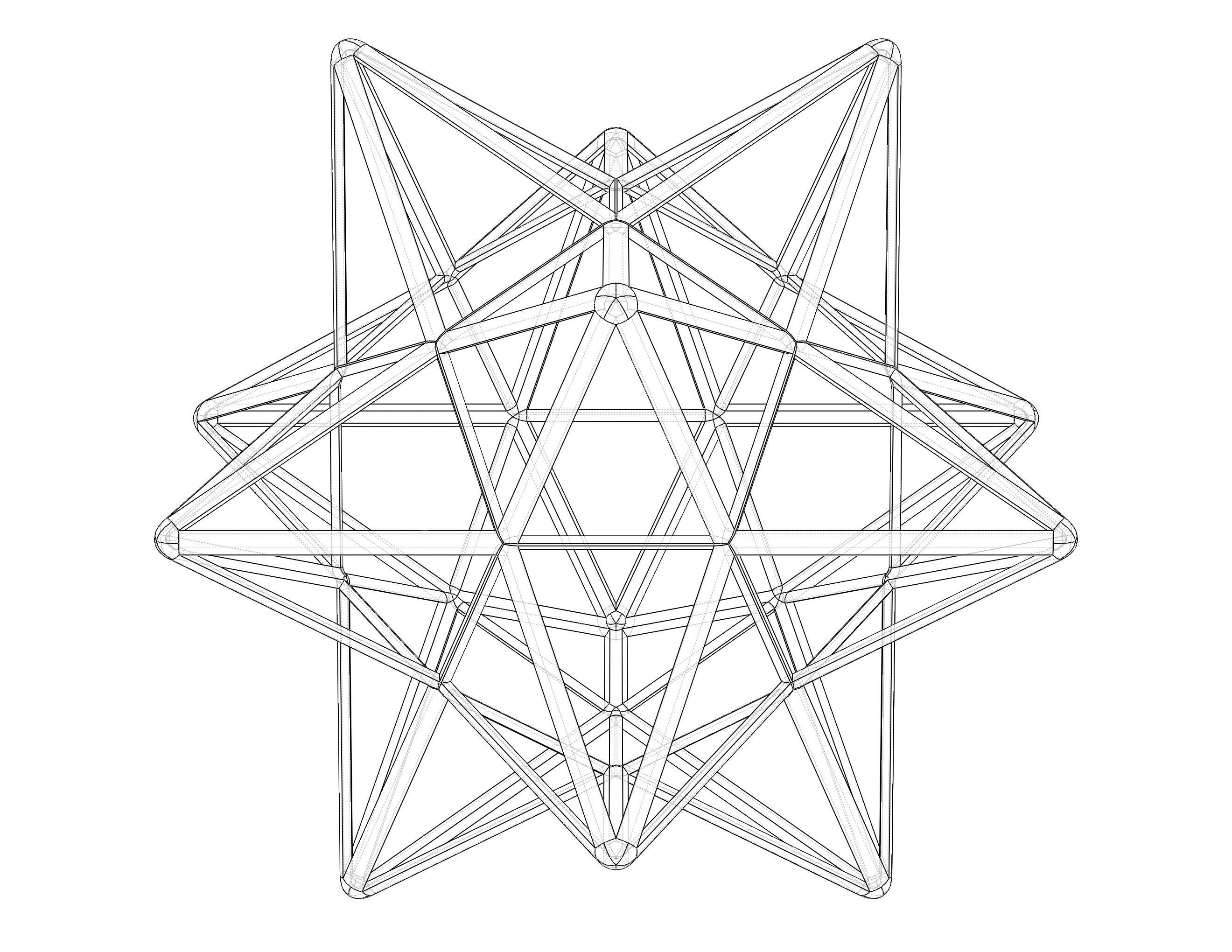 Wireframe Shape Small Stellated Dodecahedron 3D print model_39