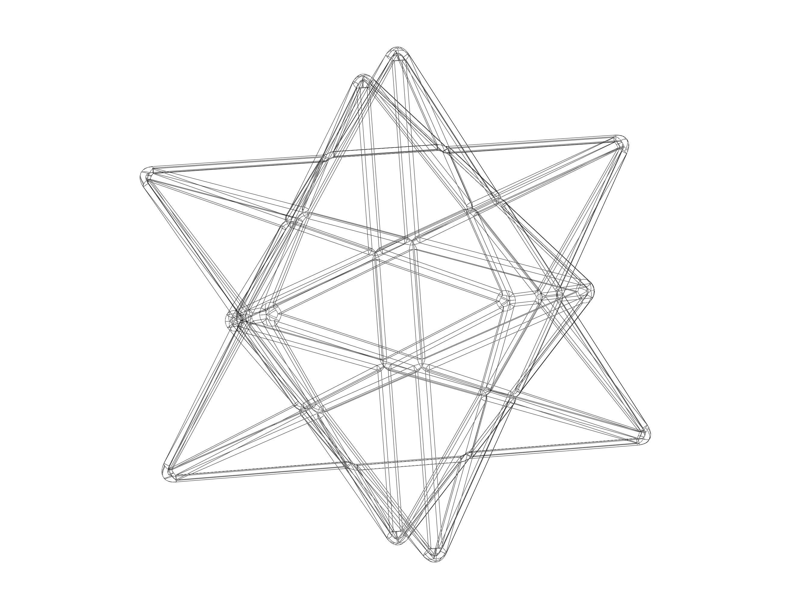 Wireframe Shape Small Stellated Dodecahedron 3D print model_12