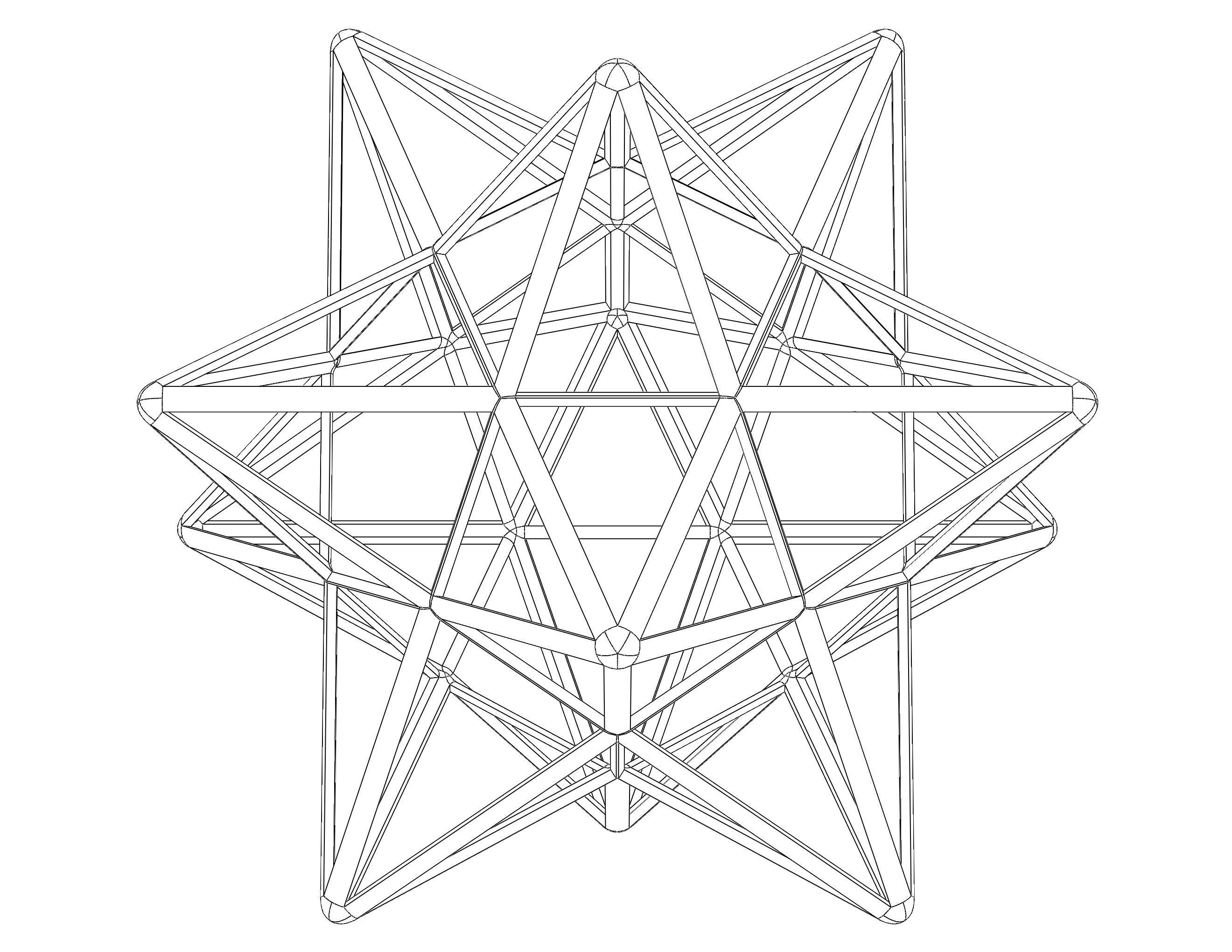 Wireframe Shape Small Stellated Dodecahedron 3D print model_18