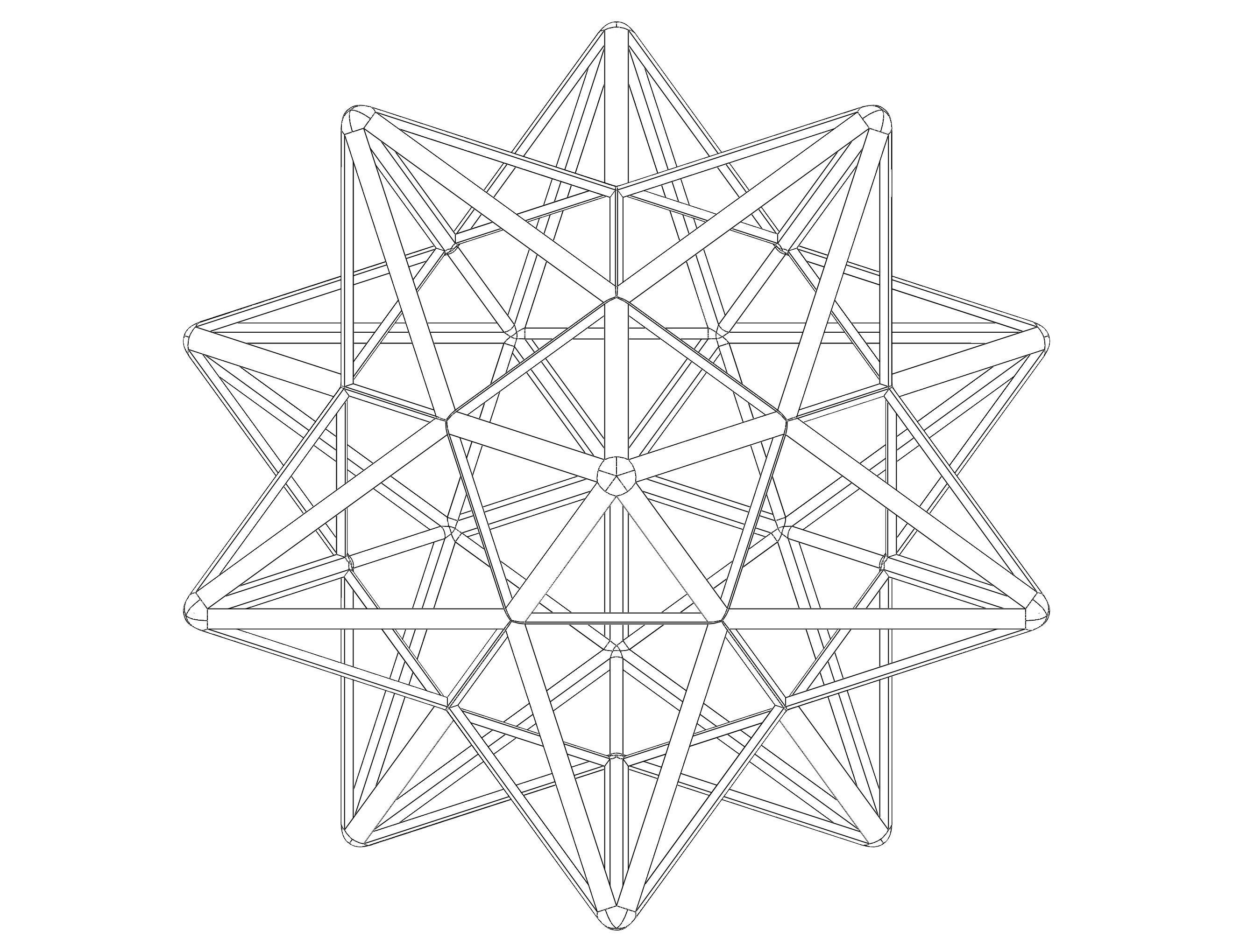 Wireframe Shape Small Stellated Dodecahedron 3D print model_14