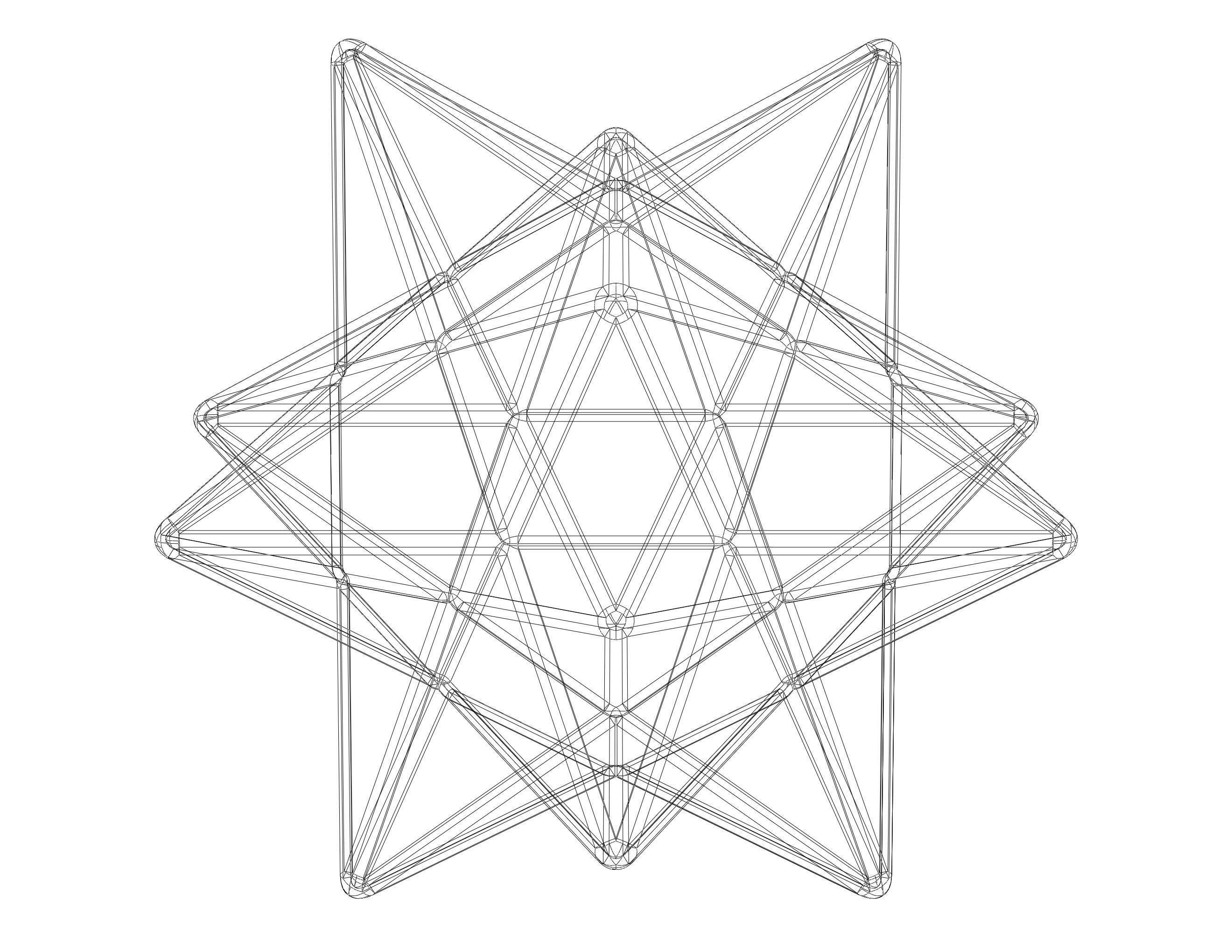 Wireframe Shape Small Stellated Dodecahedron 3D print model_40