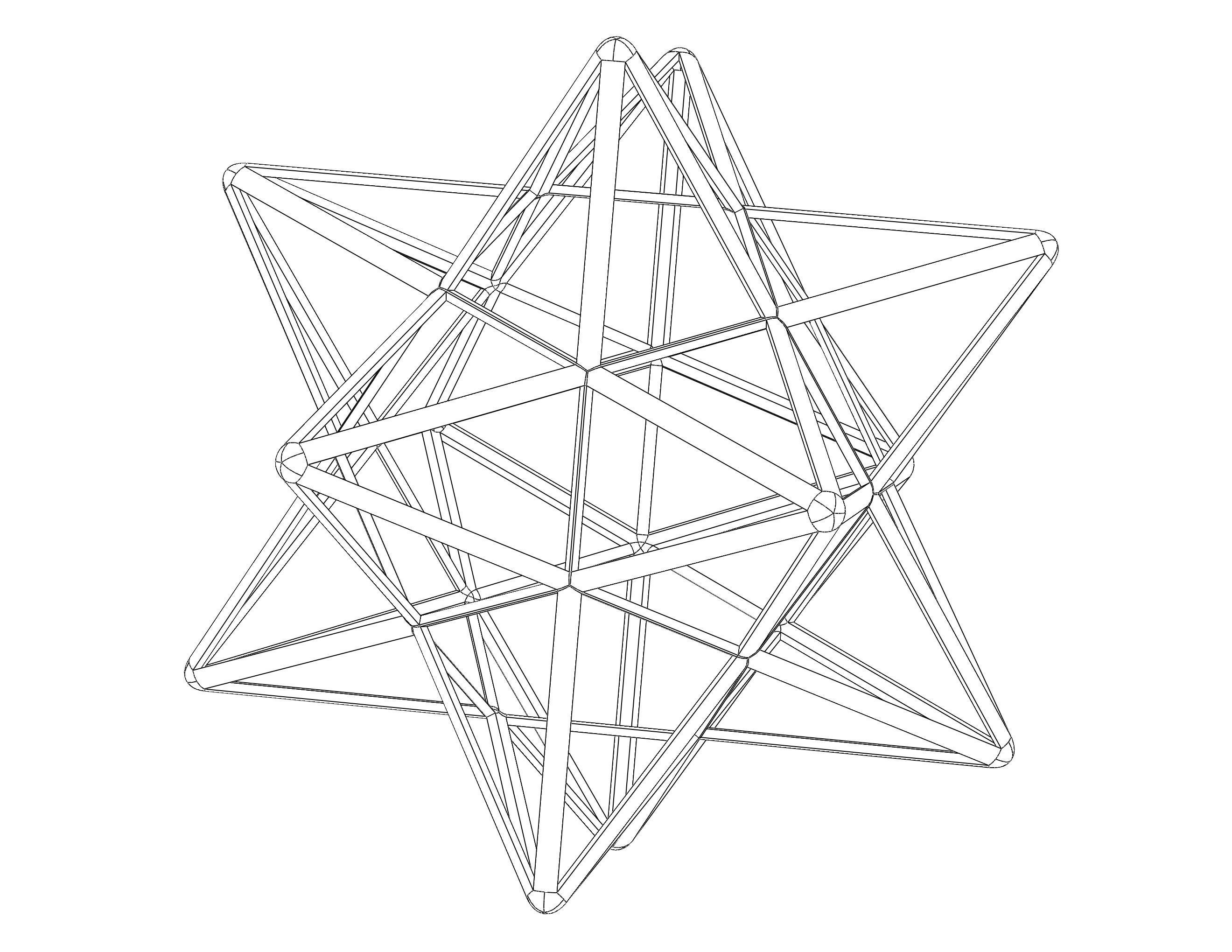 Wireframe Shape Small Stellated Dodecahedron 3D print model_6