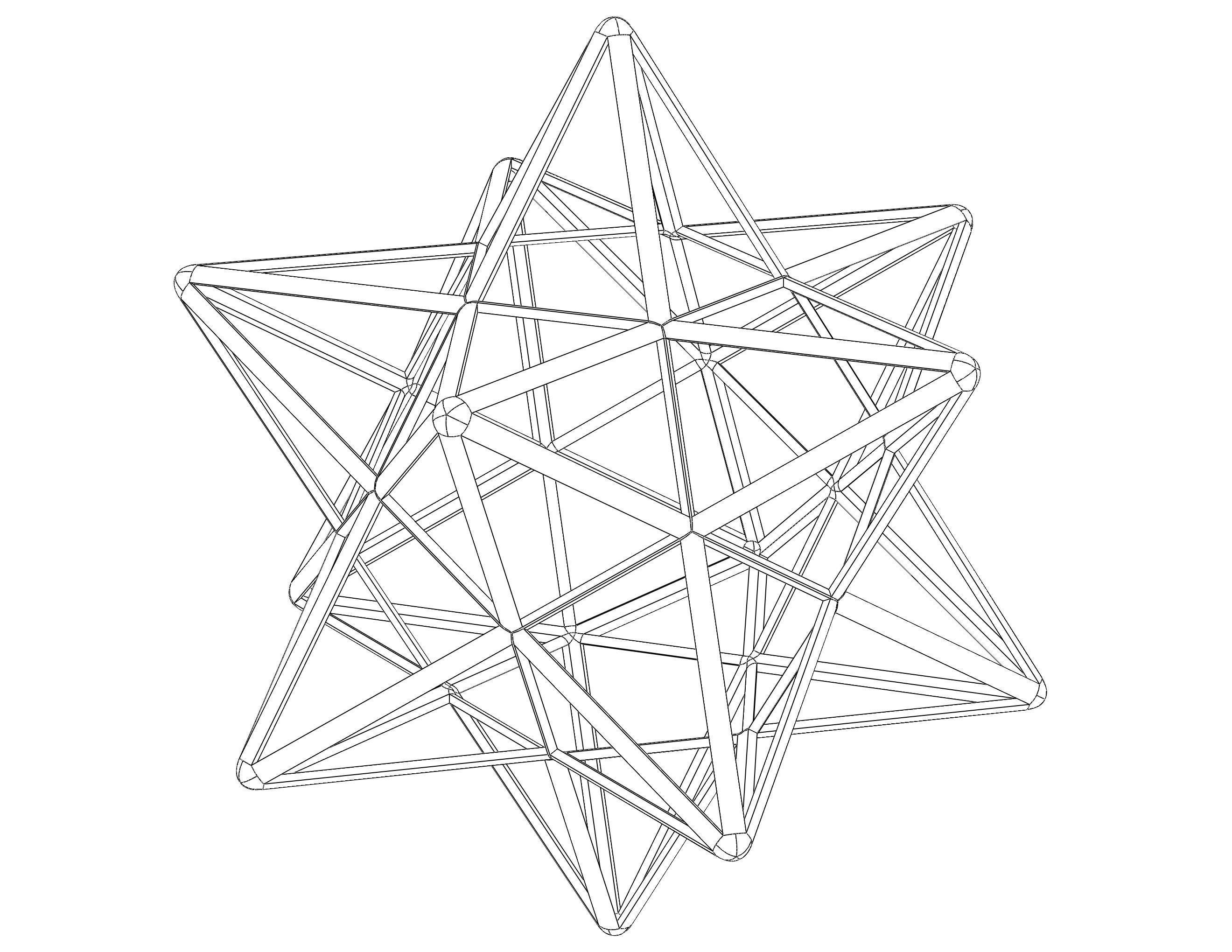 Wireframe Shape Small Stellated Dodecahedron 3D print model_2