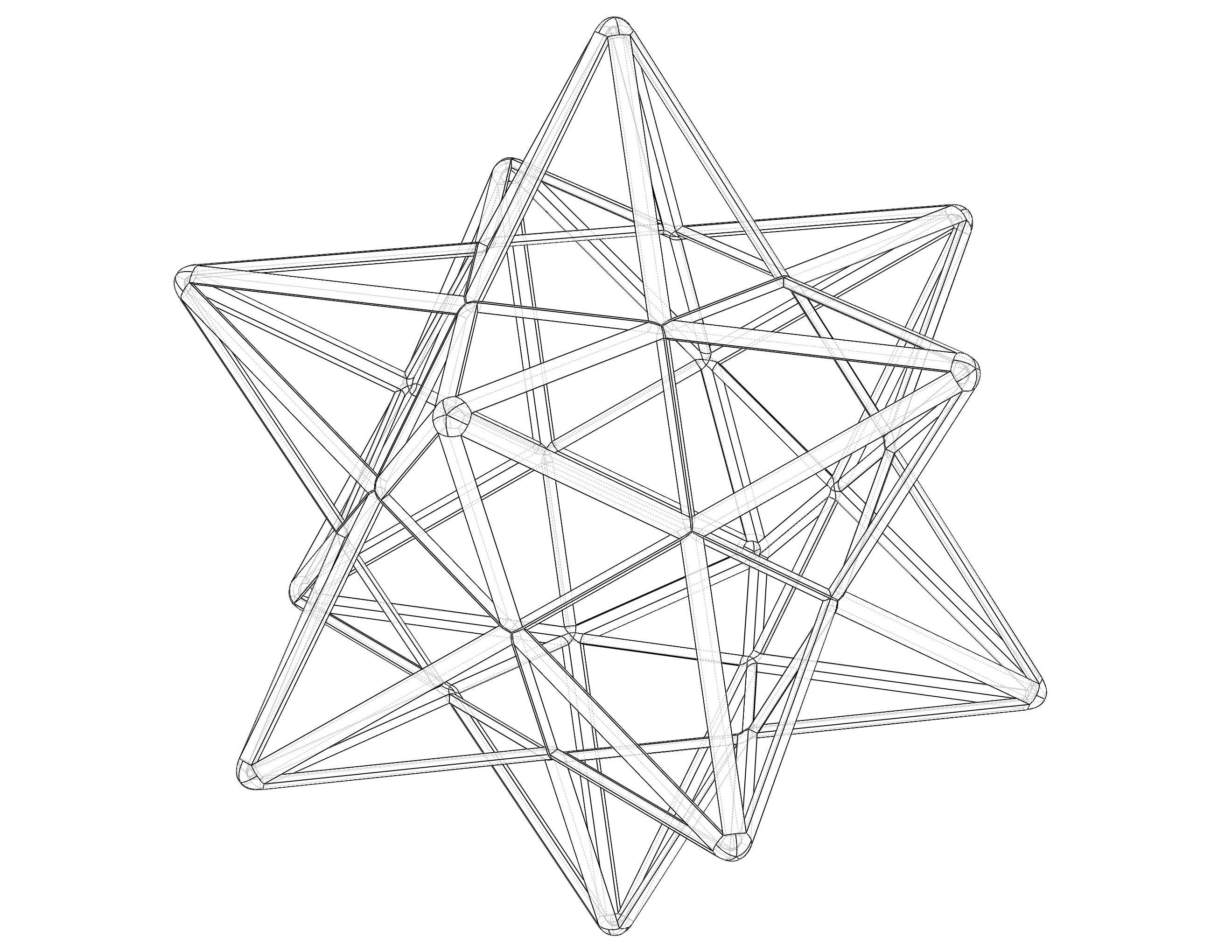 Wireframe Shape Small Stellated Dodecahedron 3D print model_3