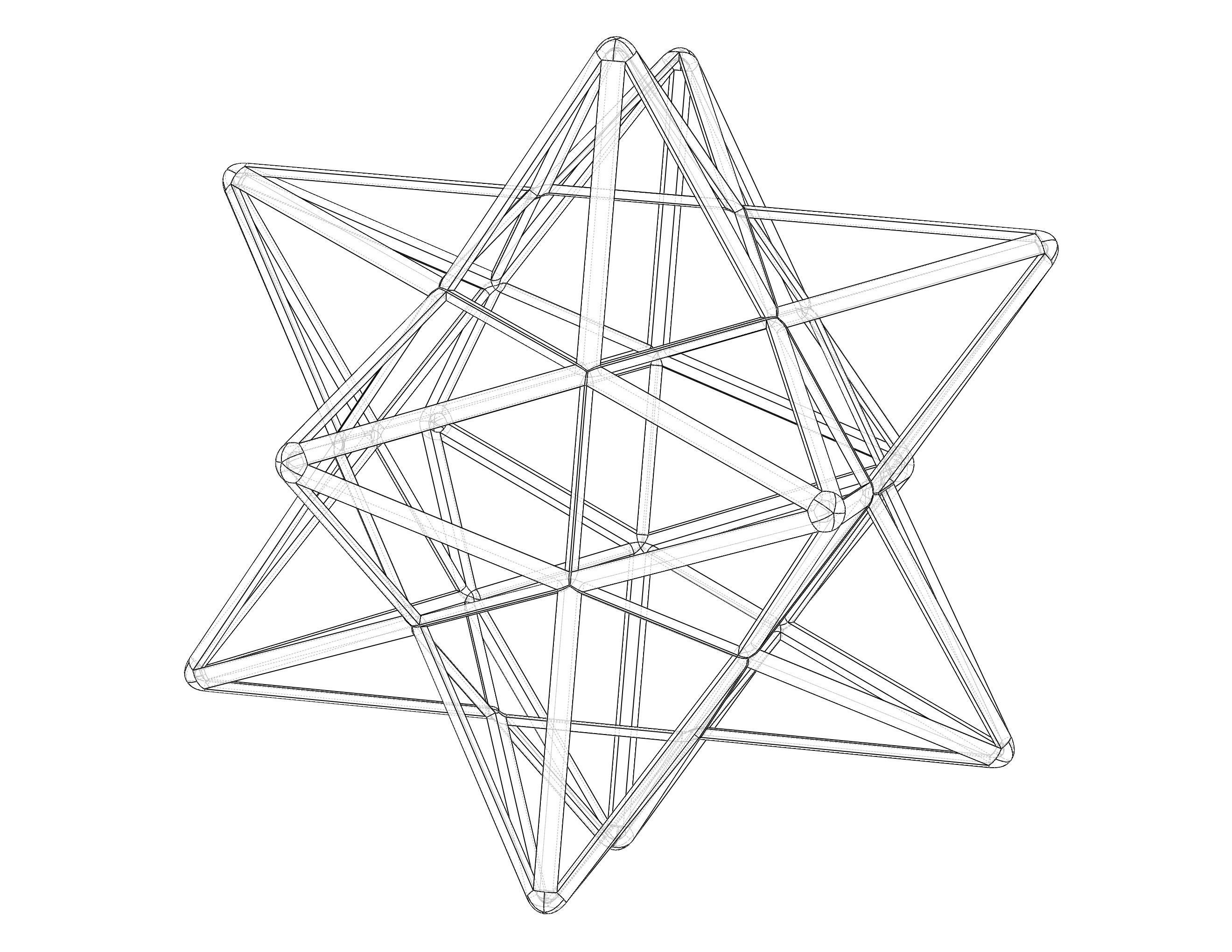 Wireframe Shape Small Stellated Dodecahedron 3D print model_7