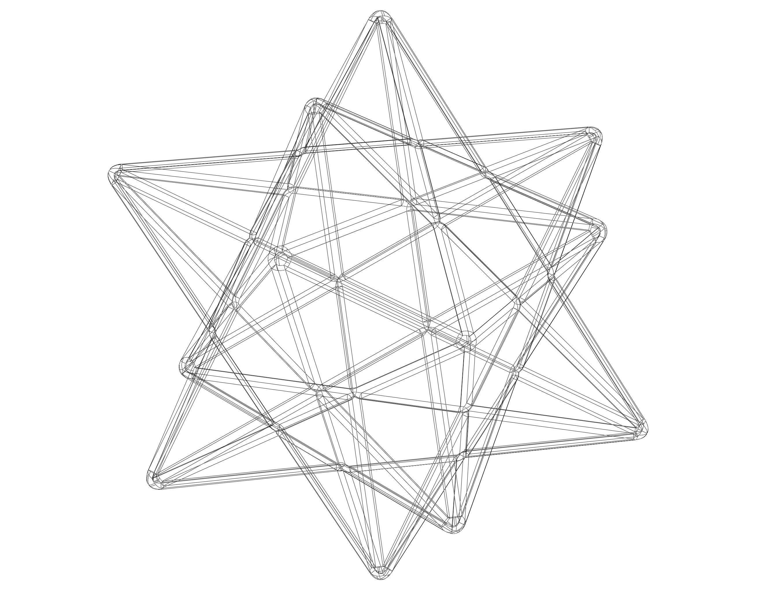 Wireframe Shape Small Stellated Dodecahedron 3D print model_4