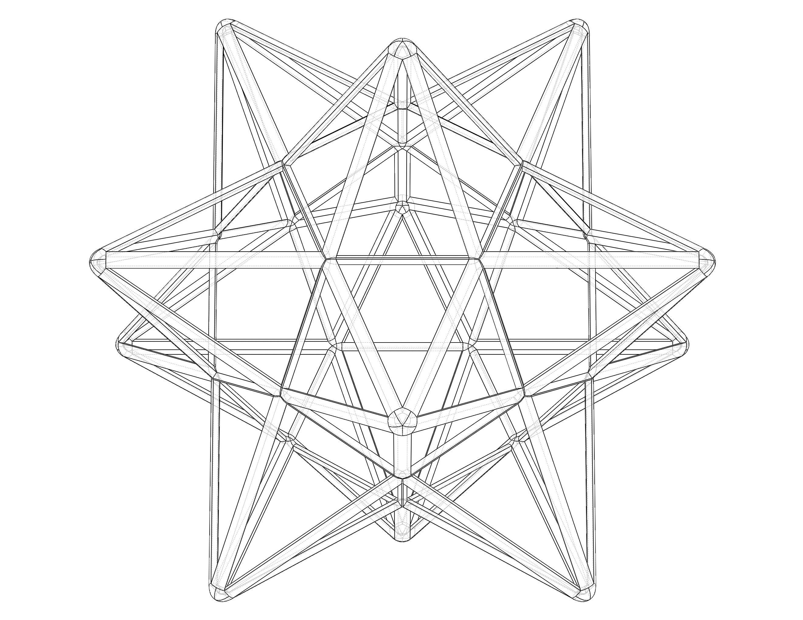 Wireframe Shape Small Stellated Dodecahedron 3D print model_19