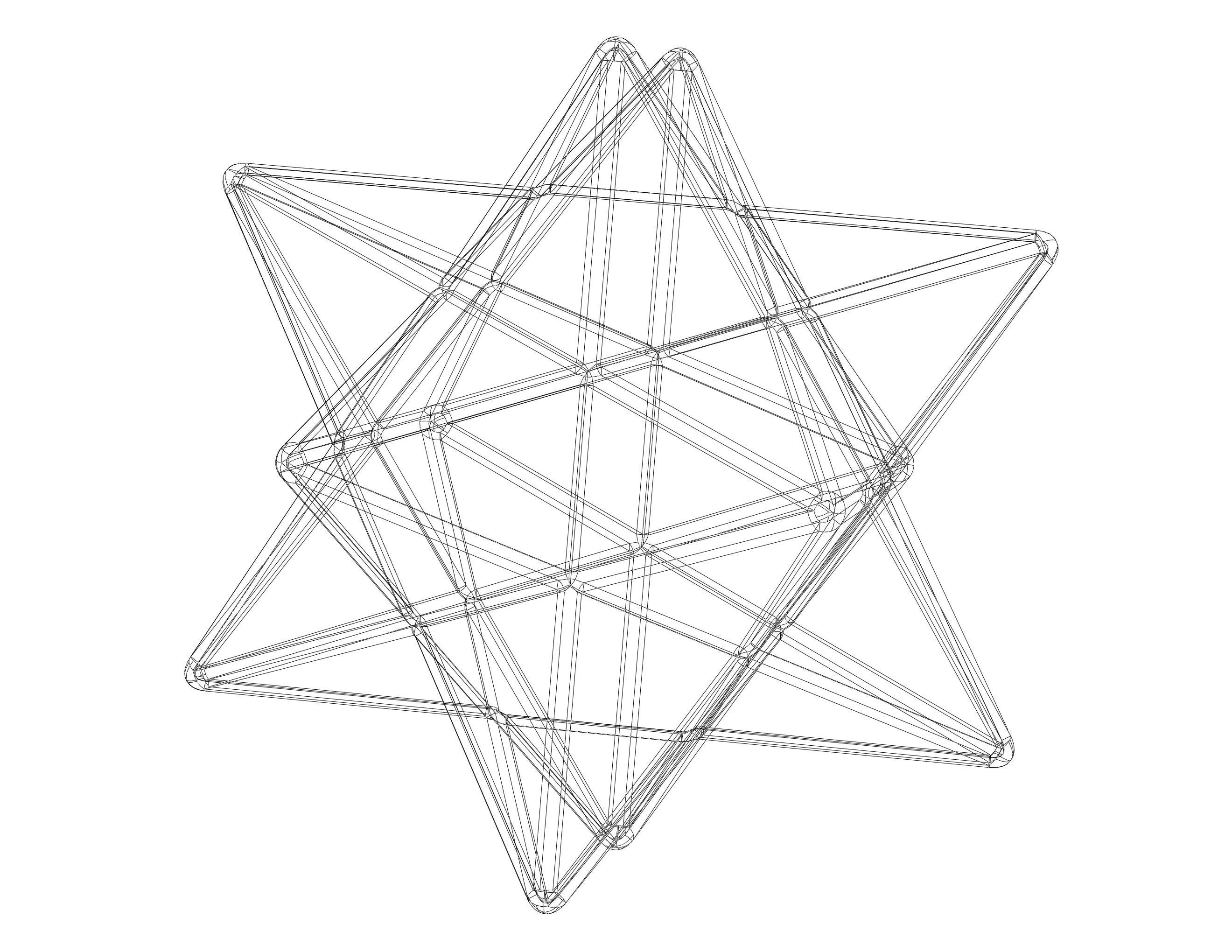 Wireframe Shape Small Stellated Dodecahedron 3D print model_8
