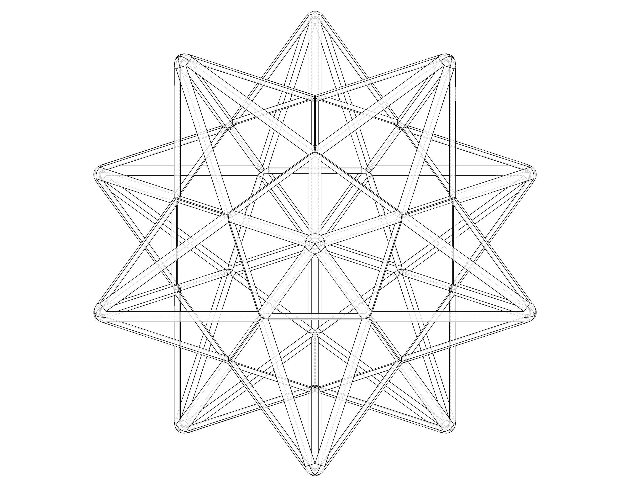 Wireframe Shape Small Stellated Dodecahedron 3D print model_15