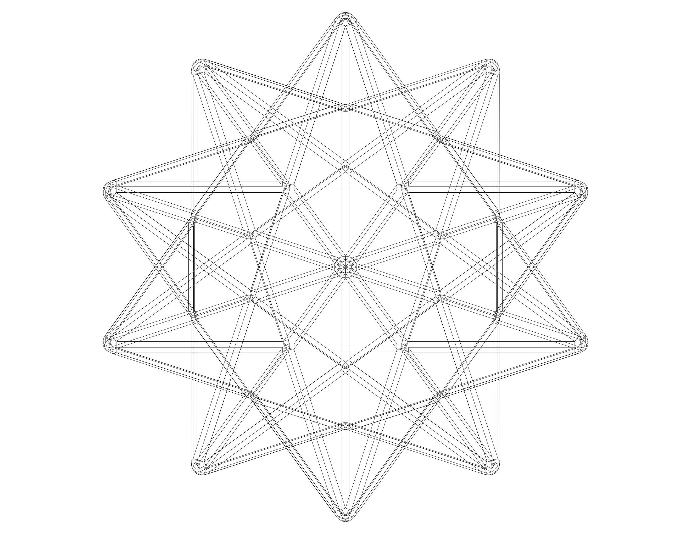 Wireframe Shape Small Stellated Dodecahedron 3D print model_16
