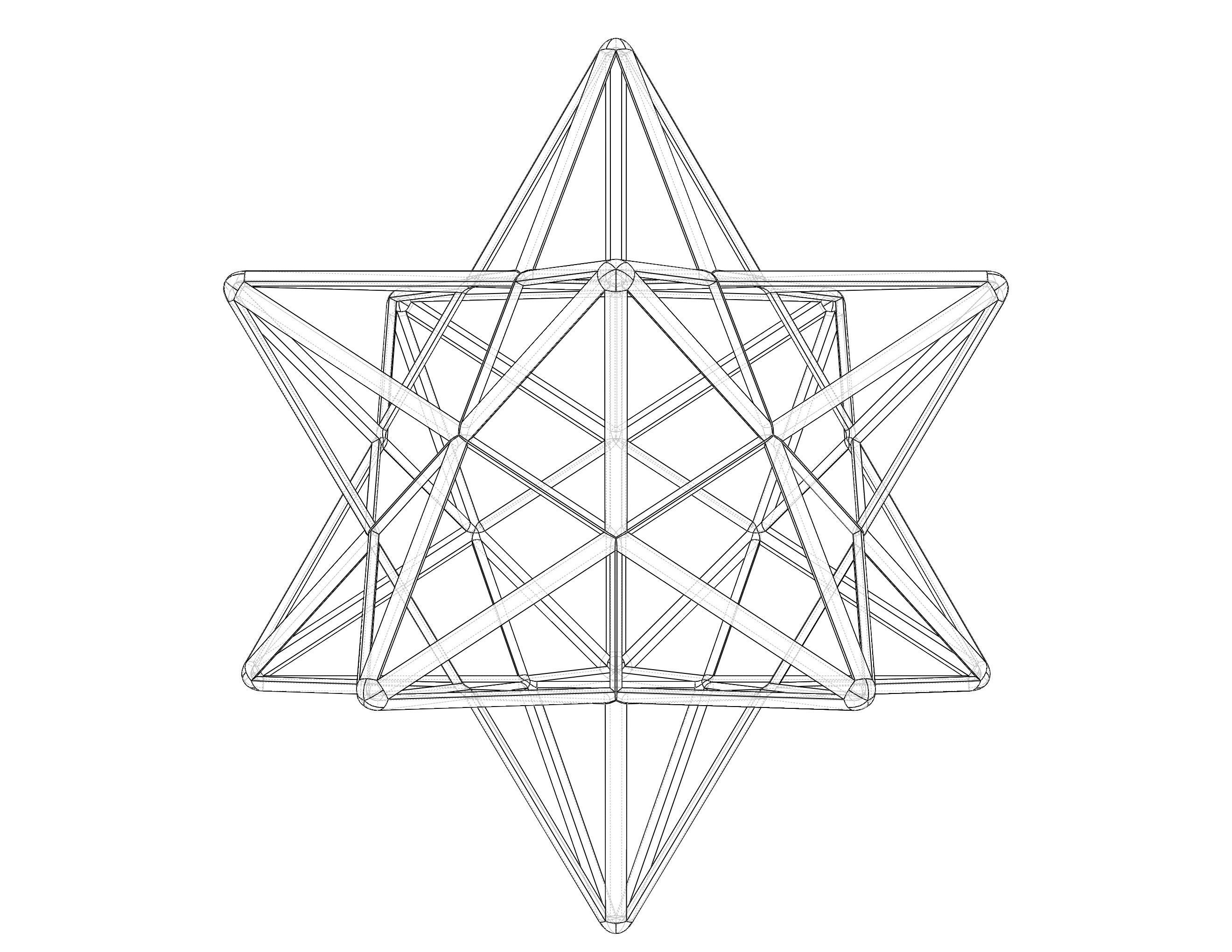 Wireframe Shape Small Stellated Dodecahedron 3D print model_23