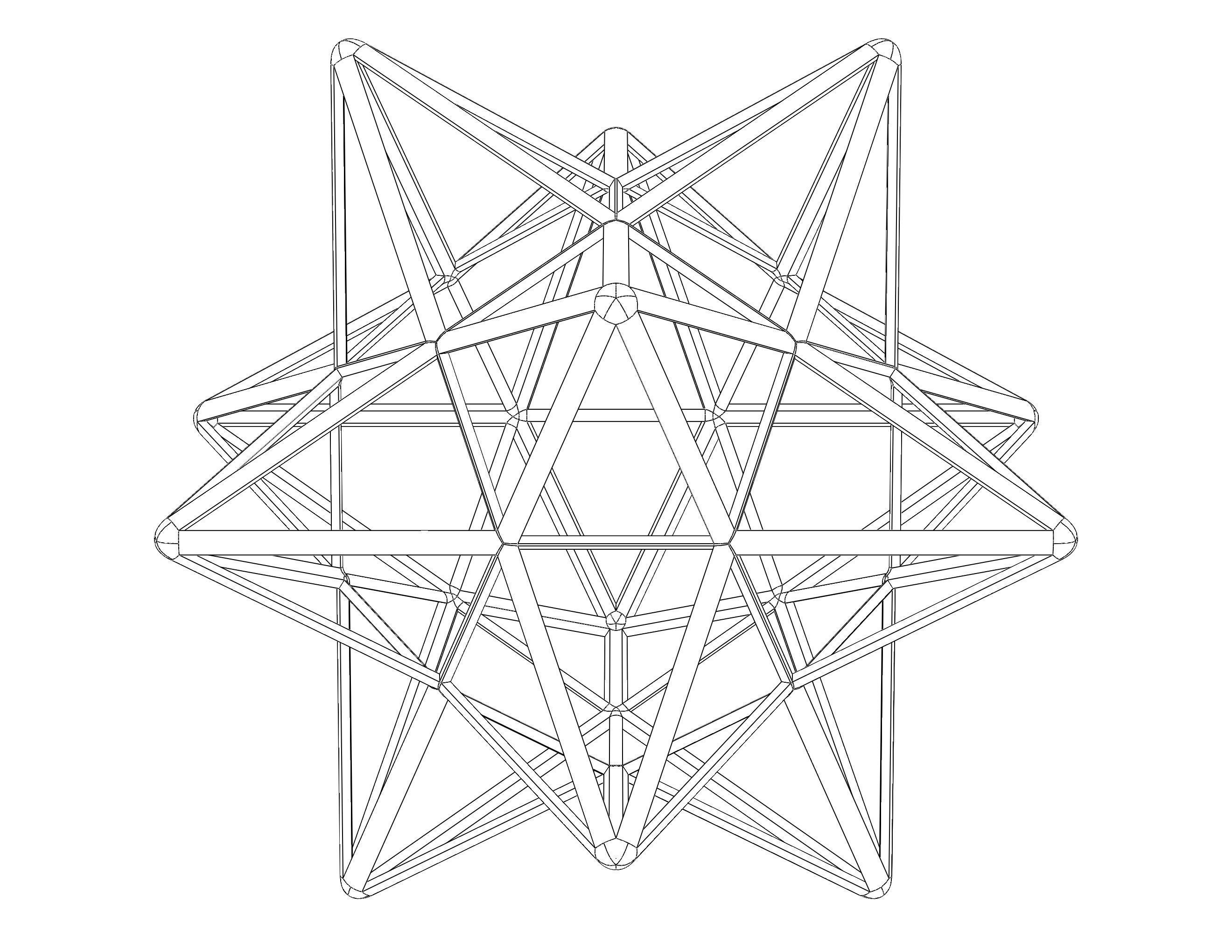 Wireframe Shape Small Stellated Dodecahedron 3D print model_38