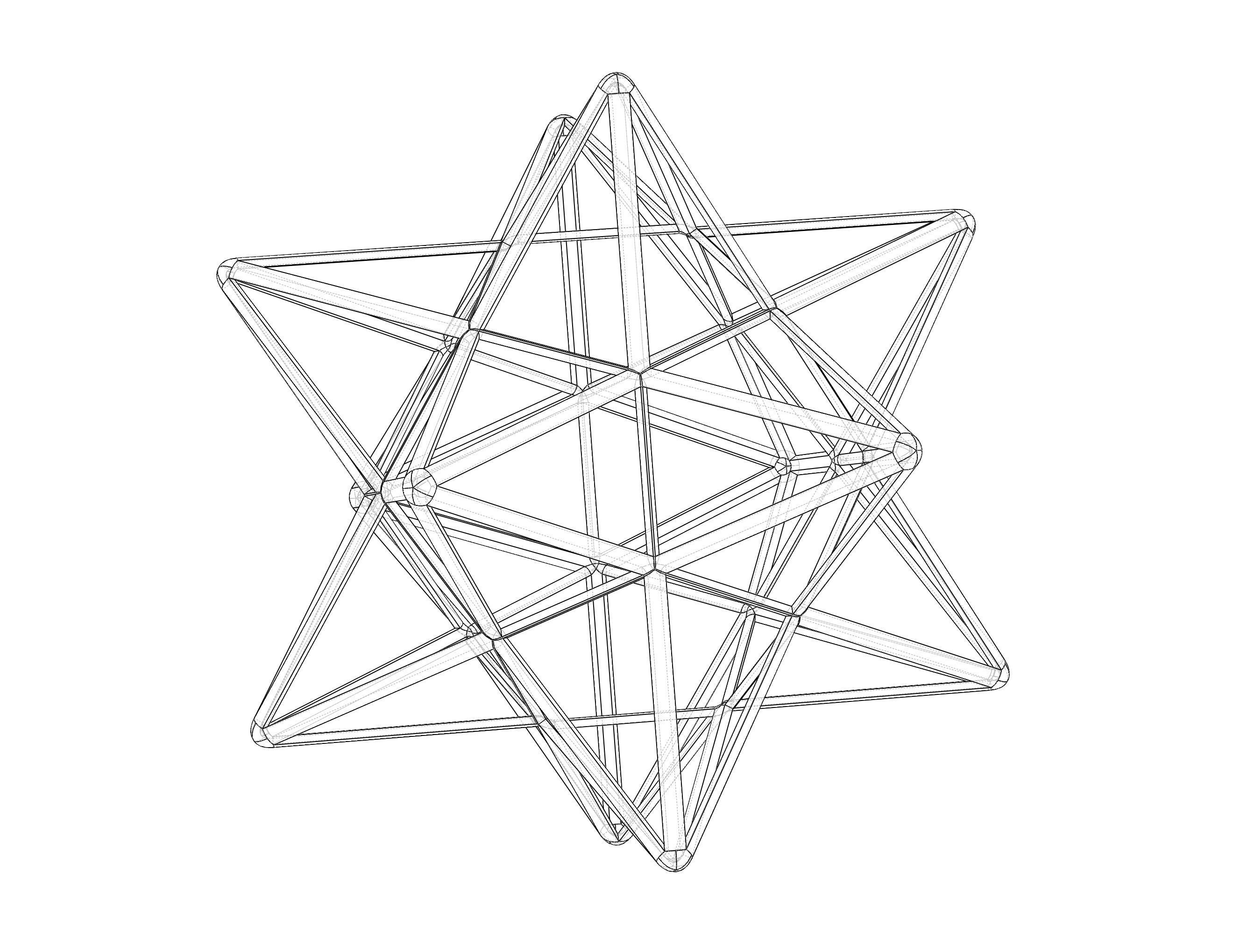 Wireframe Shape Small Stellated Dodecahedron 3D print model_11