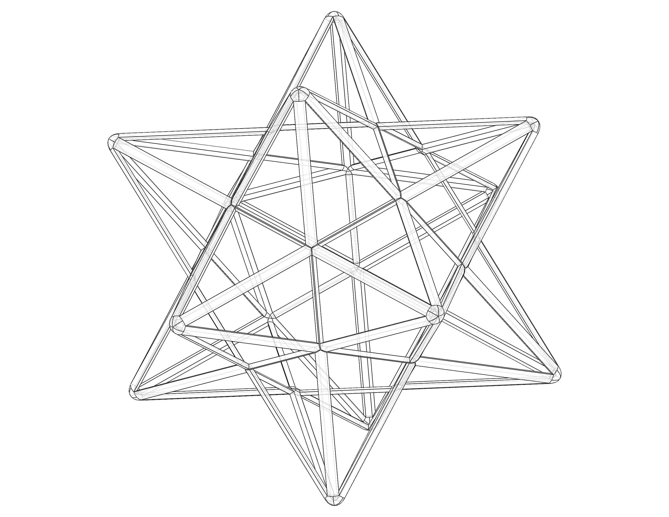 Wireframe Shape Small Stellated Dodecahedron 3D print model_35