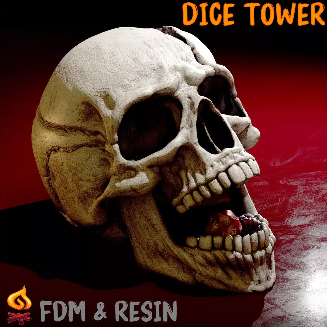 Cracked Skull - Dice Tower 3D print model_0