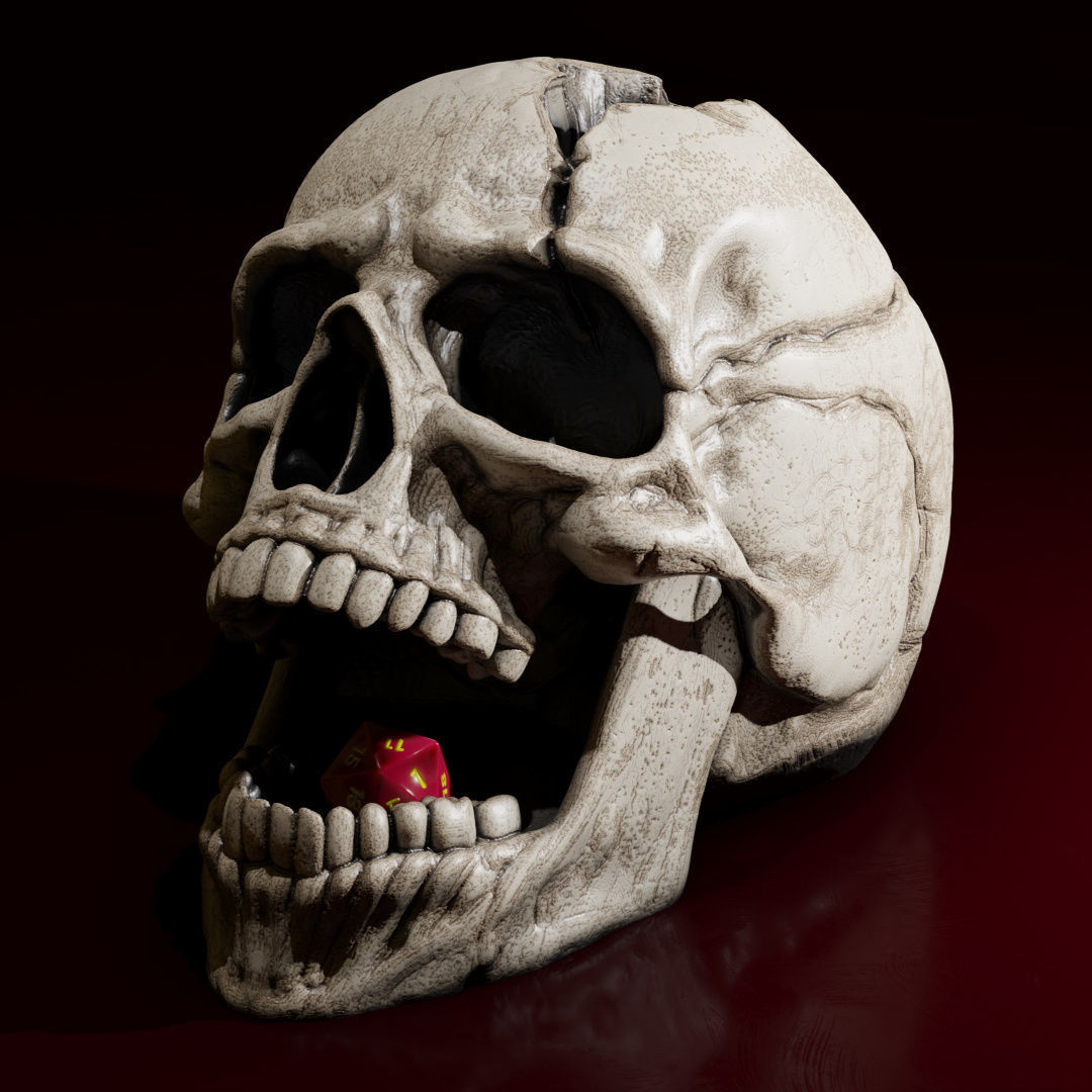 Cracked Skull - Dice Tower 3D print model_1