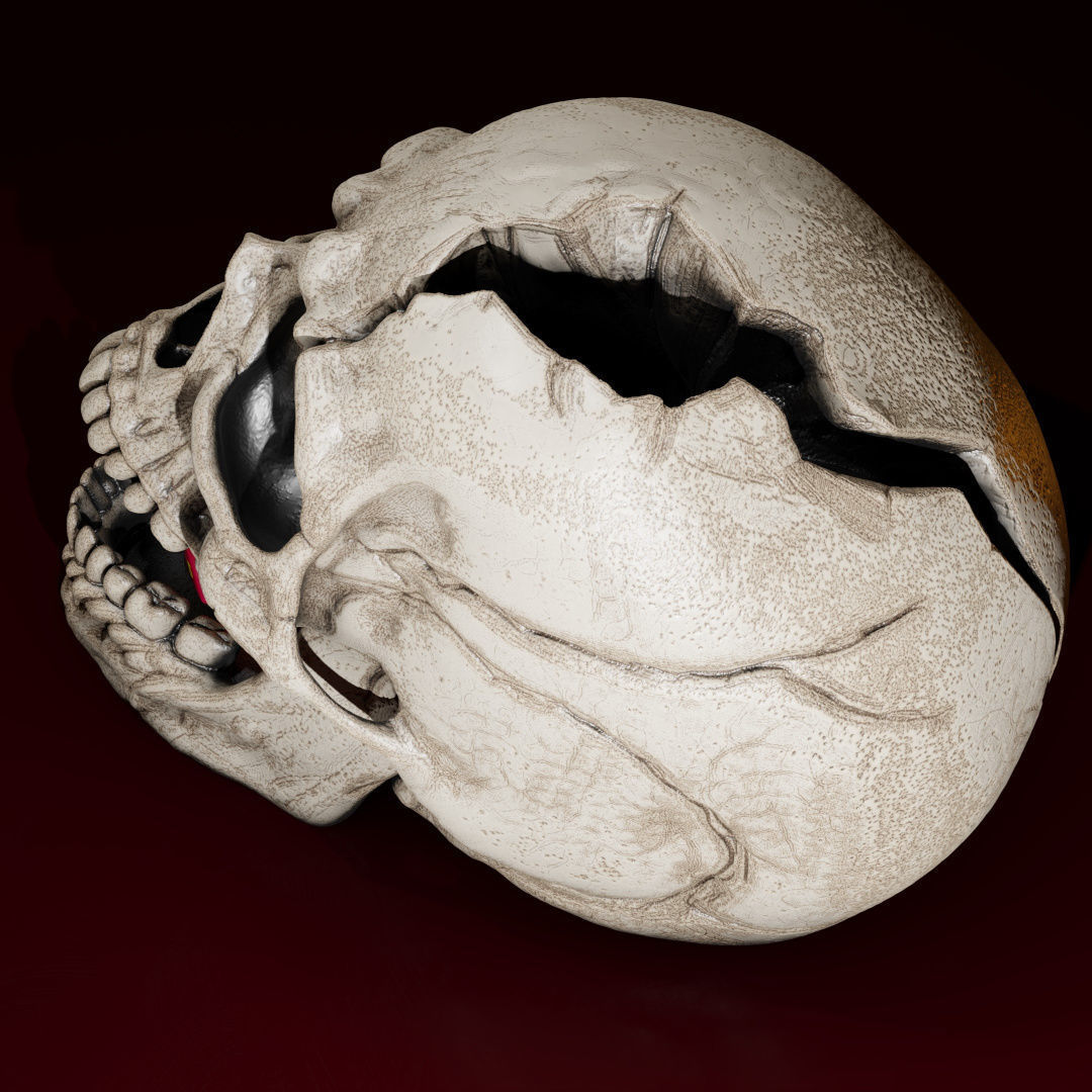 Cracked Skull - Dice Tower 3D print model_2