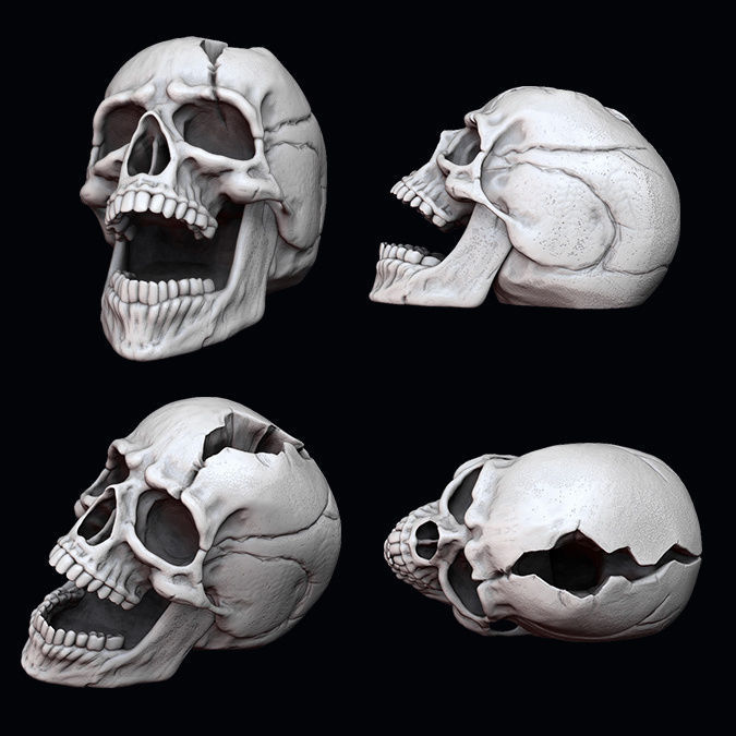 Cracked Skull - Dice Tower 3D print model_6