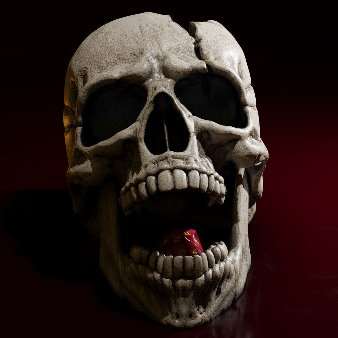 Cracked Skull - Dice Tower 3D print model_3