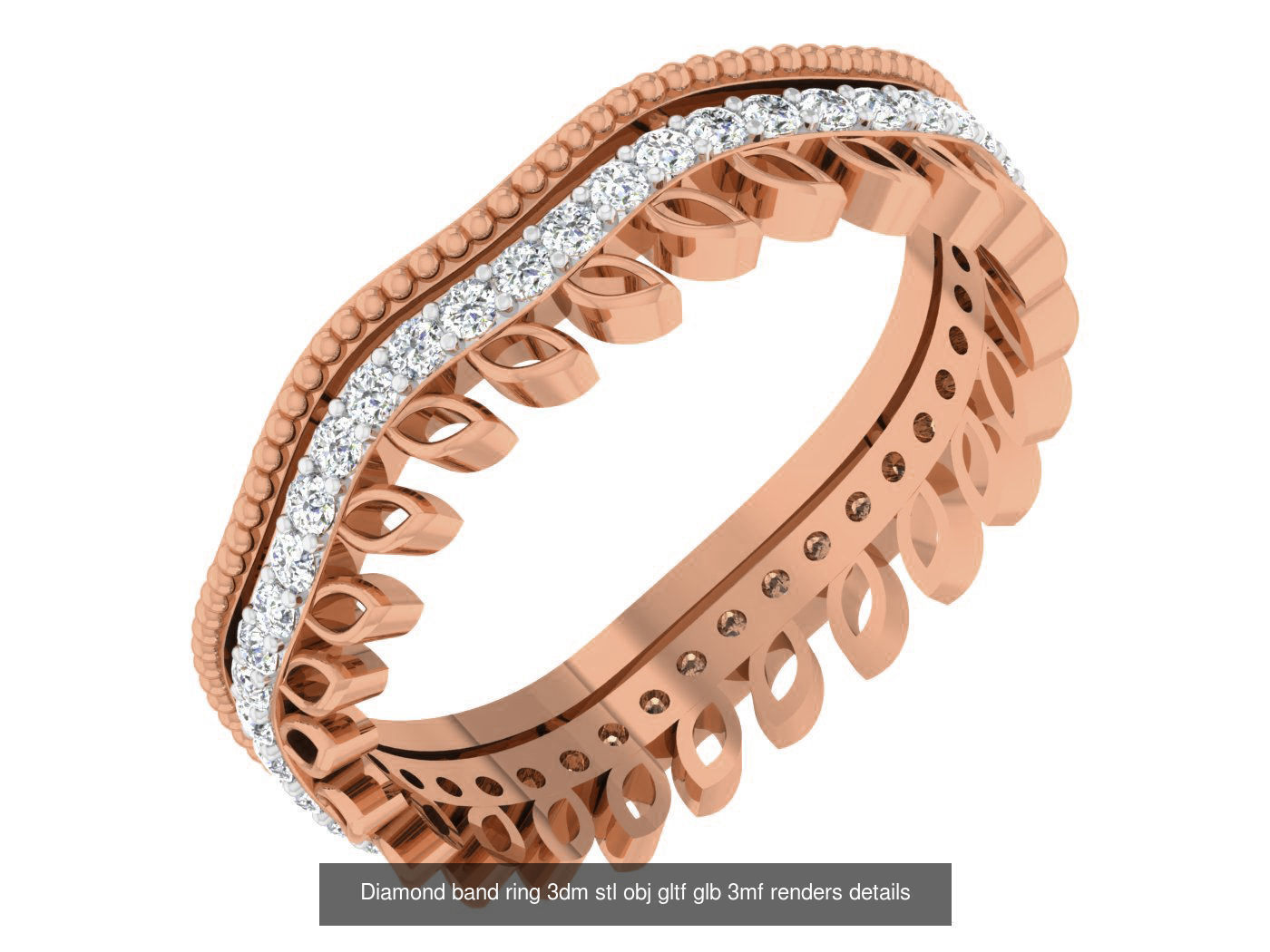 99 Diamond band ring 3dm stl obj gltf glb 3mf renders details 3D Model Collection_46