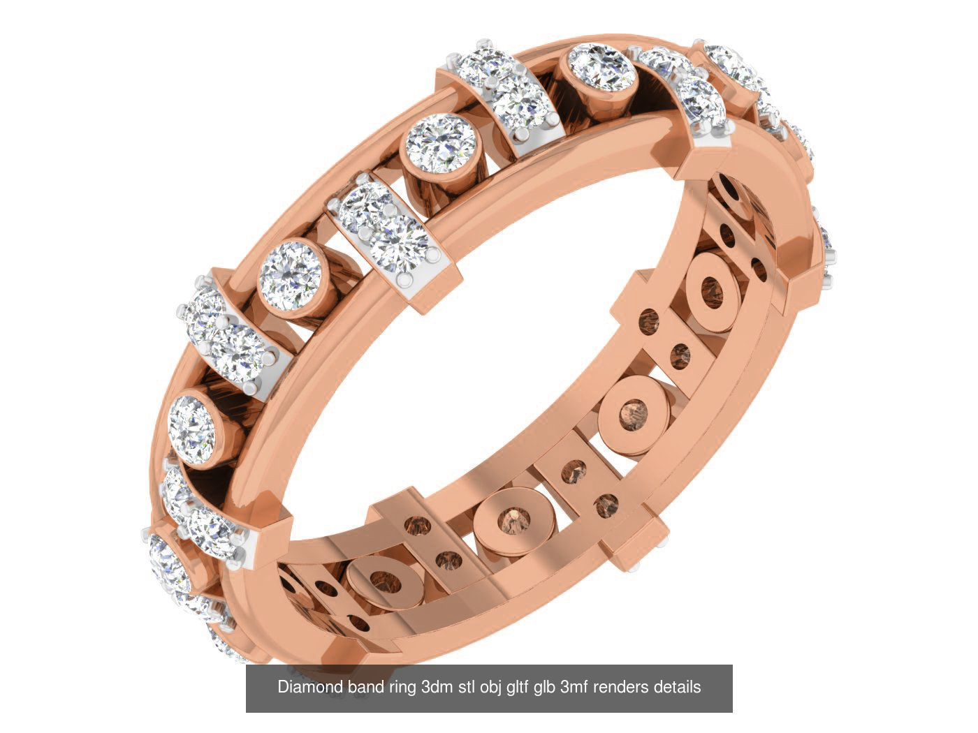 99 Diamond band ring 3dm stl obj gltf glb 3mf renders details 3D Model Collection_47