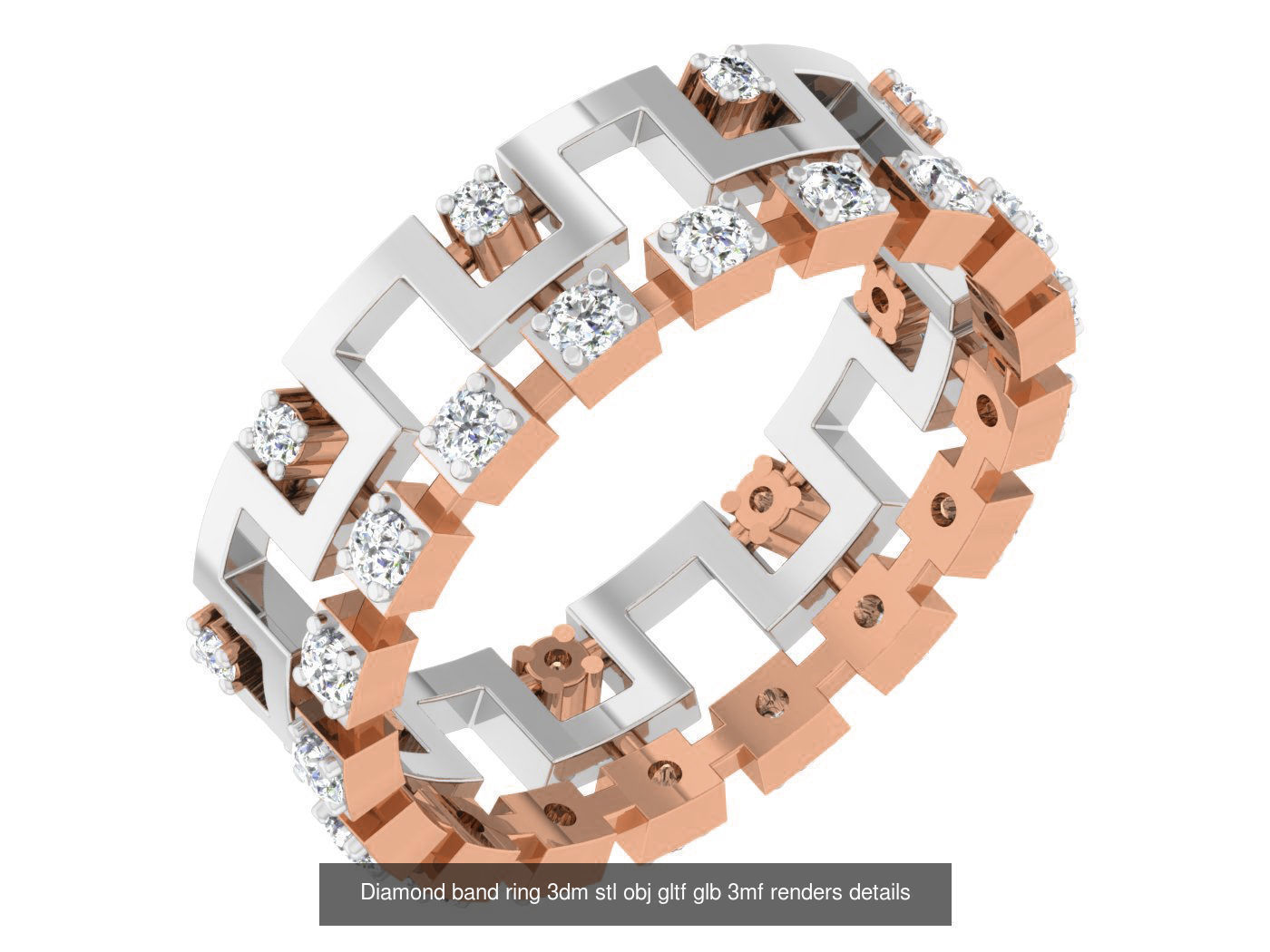 99 Diamond band ring 3dm stl obj gltf glb 3mf renders details 3D Model Collection_57