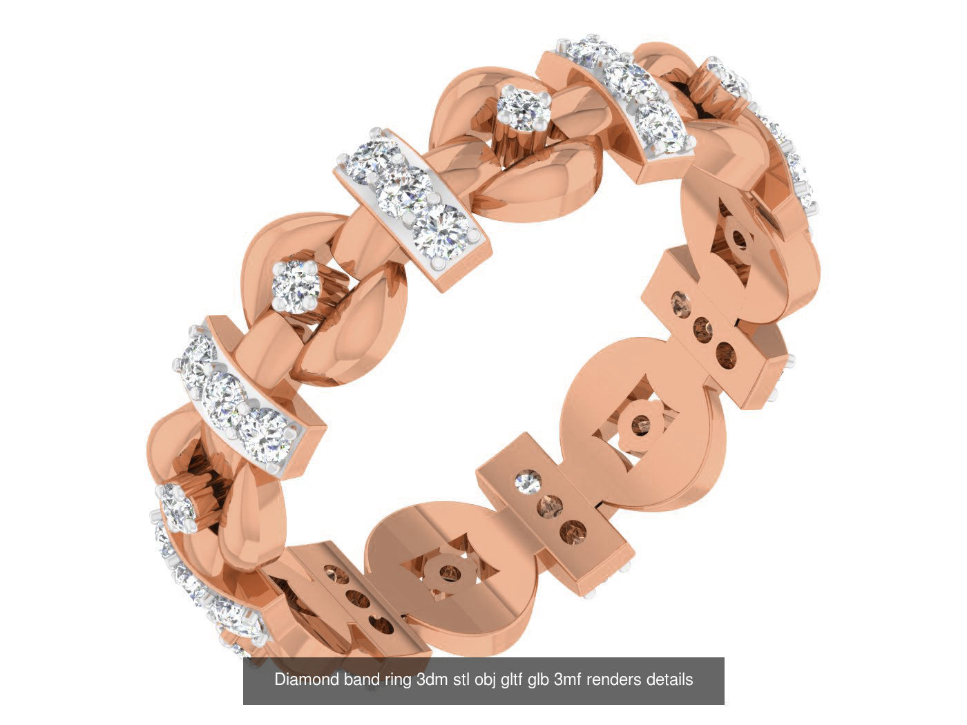 99 Diamond band ring 3dm stl obj gltf glb 3mf renders details 3D Model Collection_73