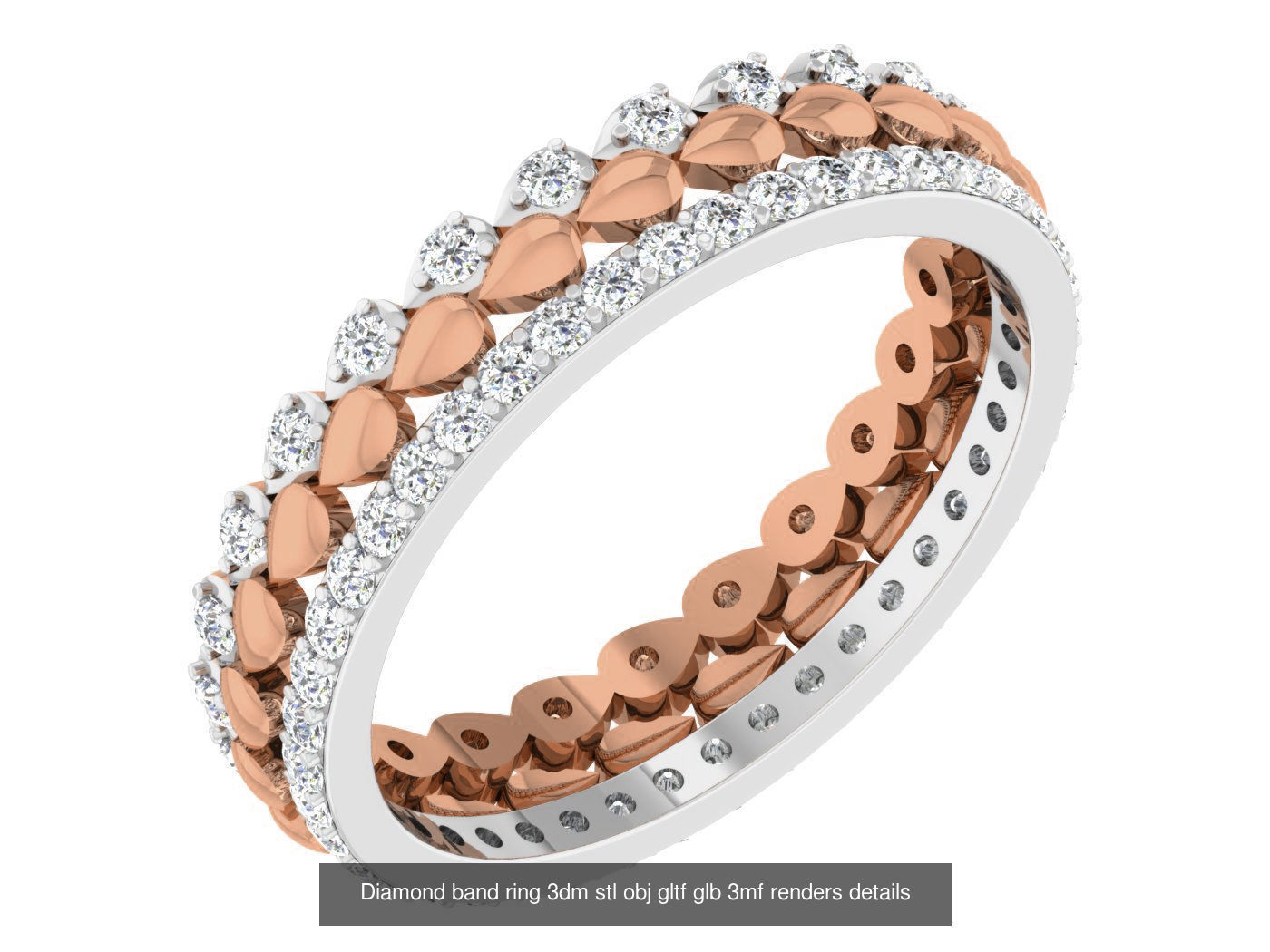 99 Diamond band ring 3dm stl obj gltf glb 3mf renders details 3D Model Collection_67