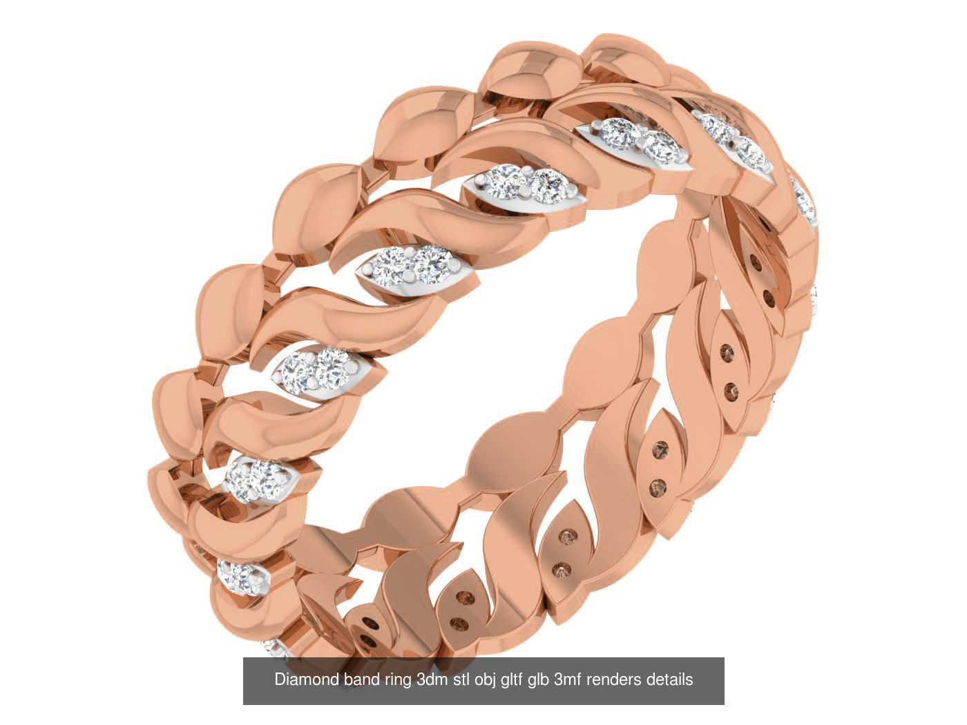 99 Diamond band ring 3dm stl obj gltf glb 3mf renders details 3D Model Collection_27