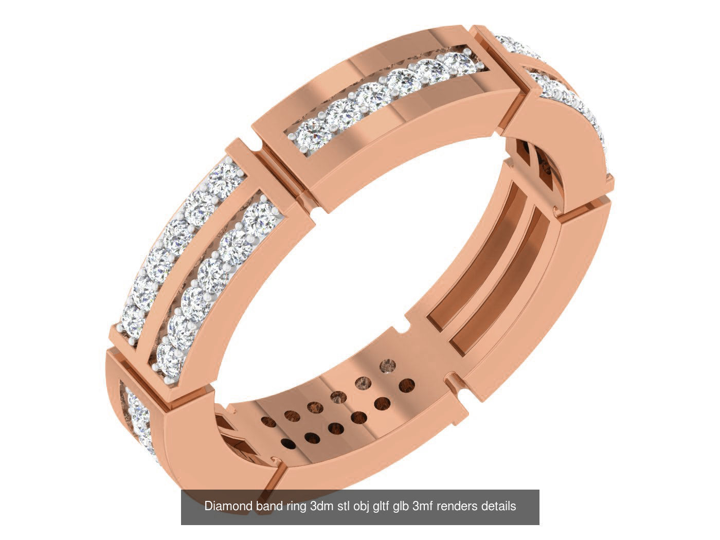 99 Diamond band ring 3dm stl obj gltf glb 3mf renders details 3D Model Collection_95