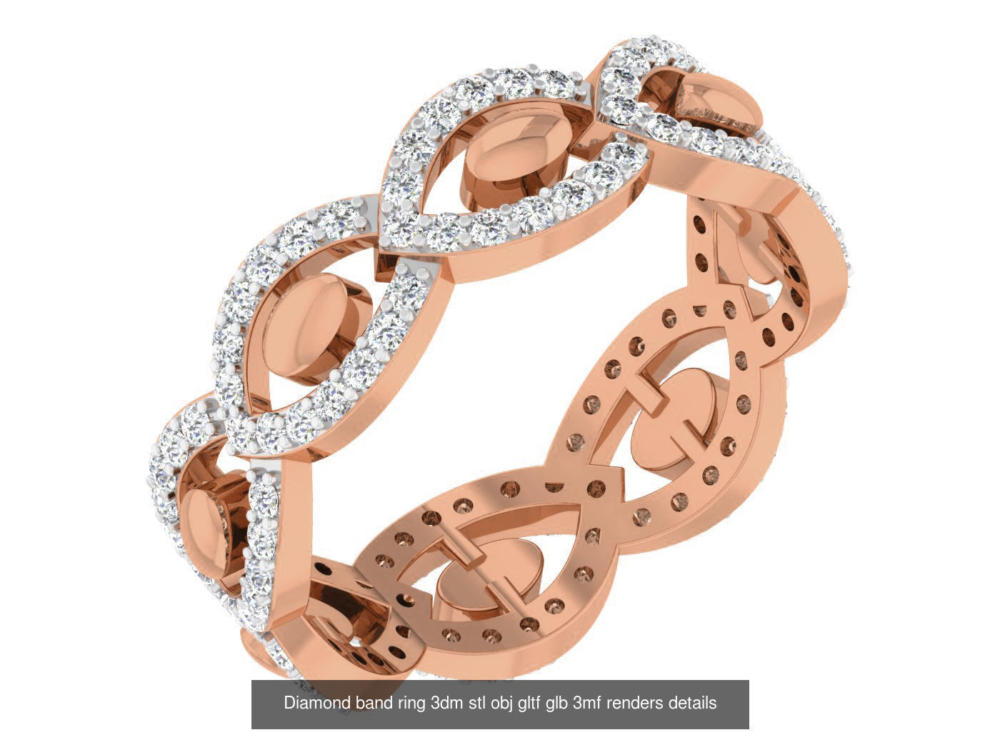 99 Diamond band ring 3dm stl obj gltf glb 3mf renders details 3D Model Collection_39